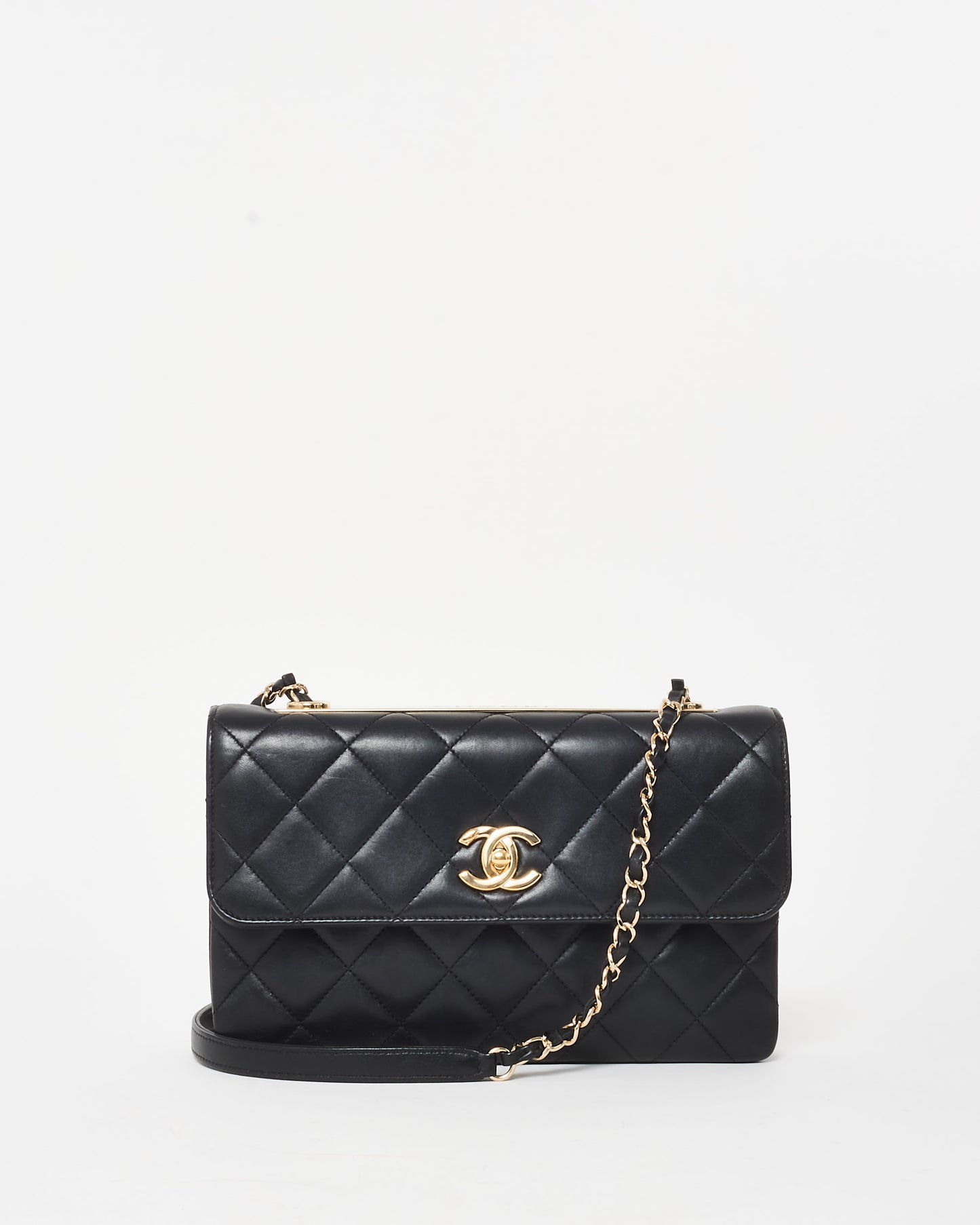 Chanel Black Lambskin Leather Trendy CC Flap Shoulder Bag