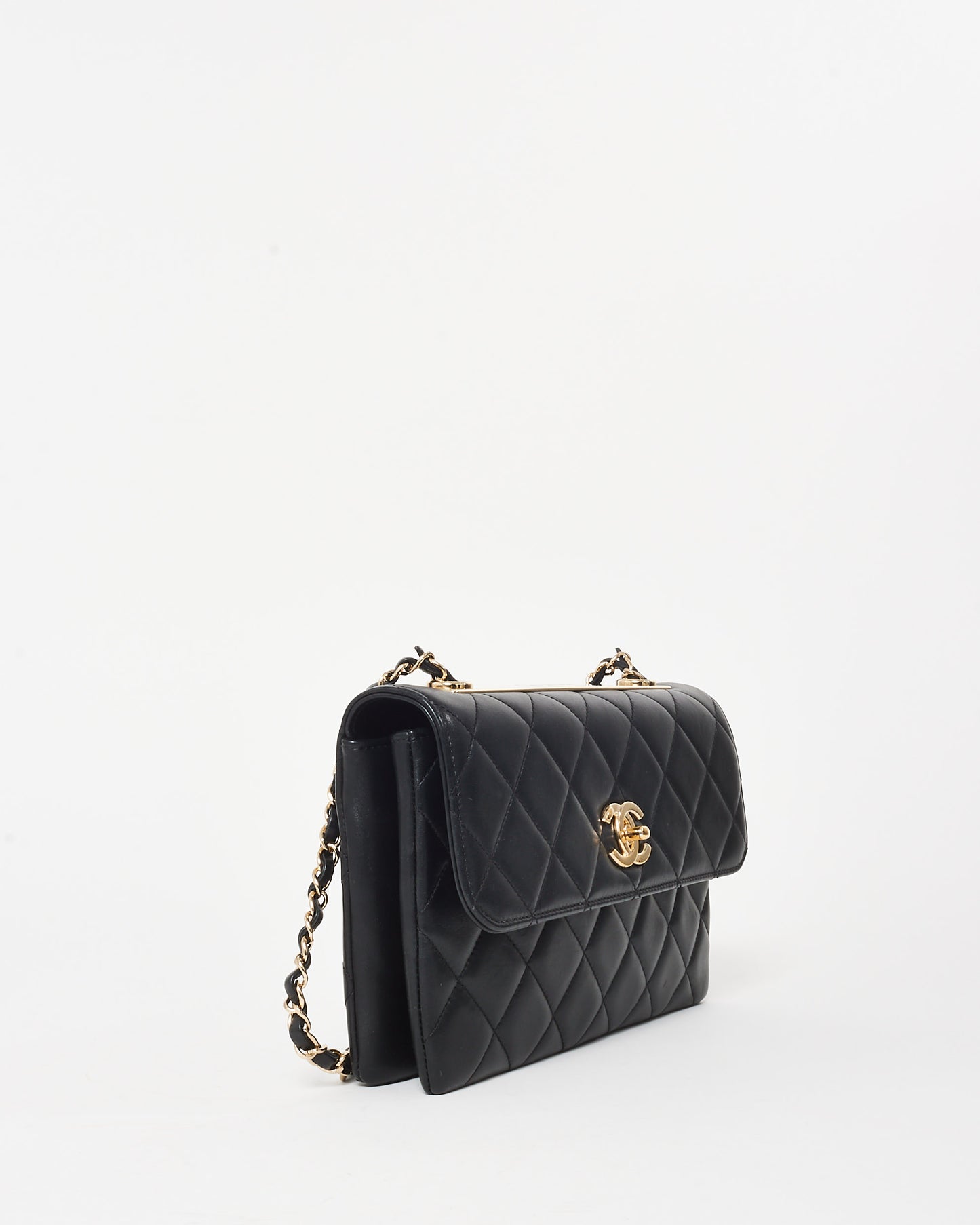 Chanel Black Lambskin Leather Trendy CC Flap Shoulder Bag