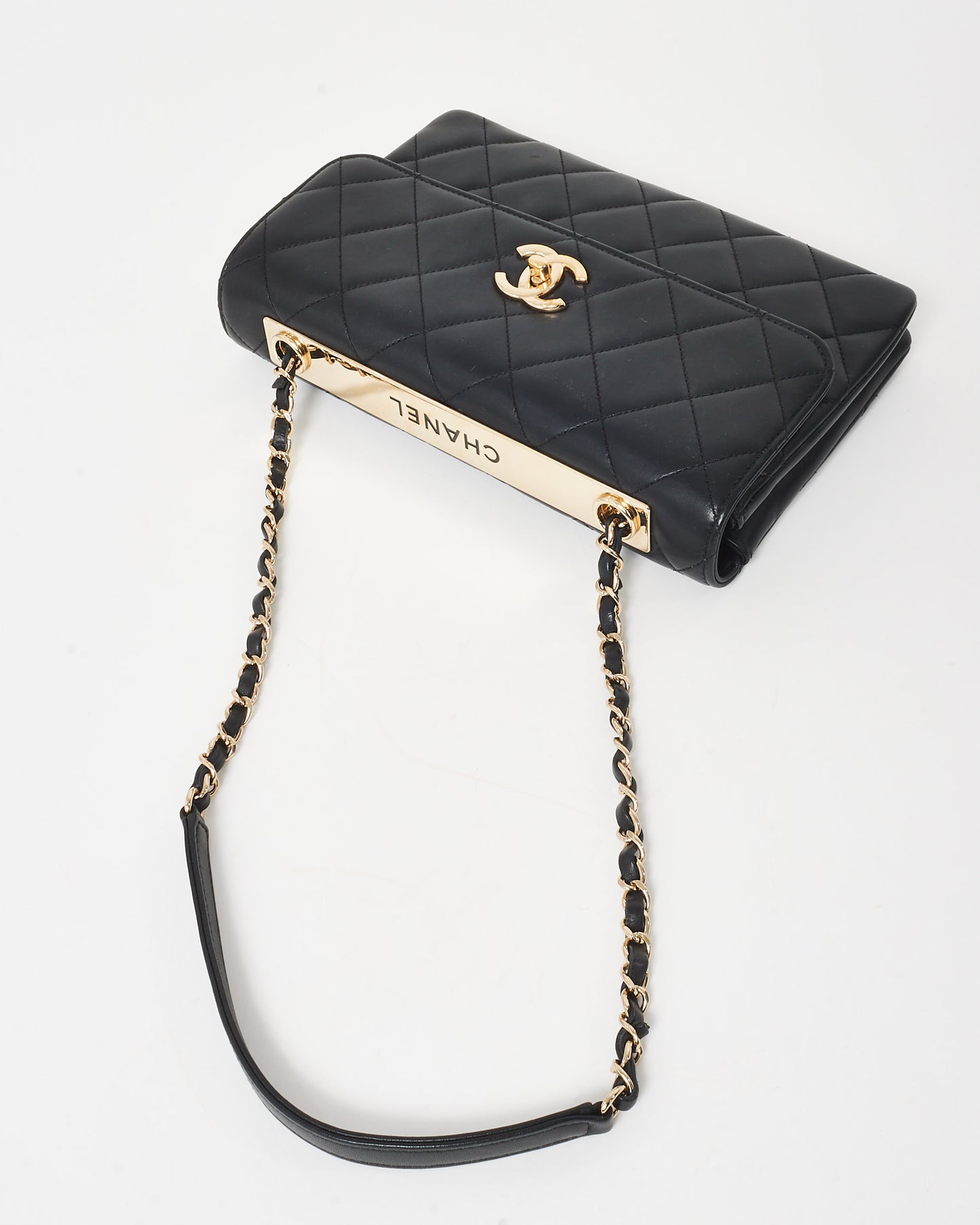 Chanel Black Lambskin Leather Trendy CC Flap Shoulder Bag