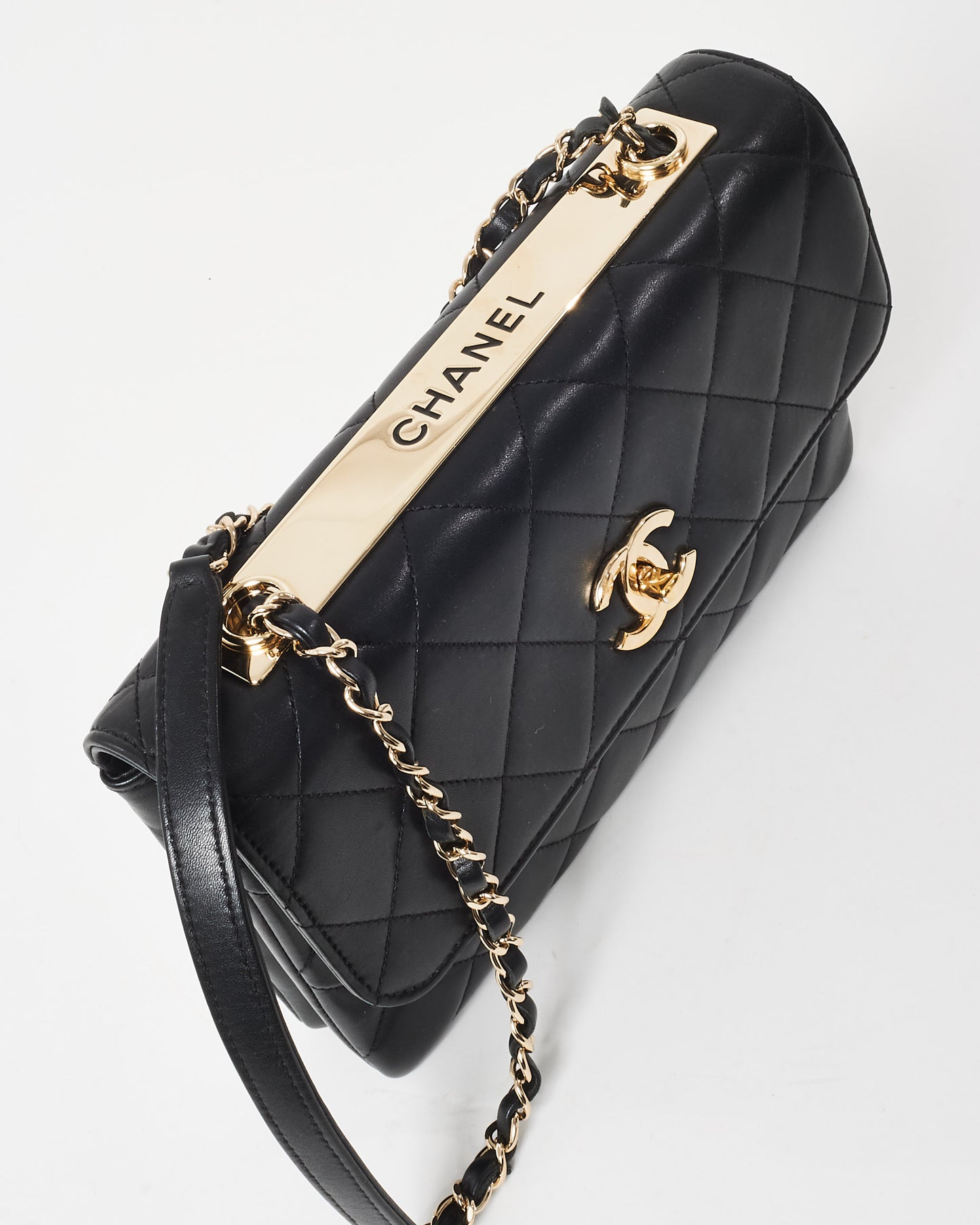 Chanel Black Lambskin Leather Trendy CC Flap Shoulder Bag