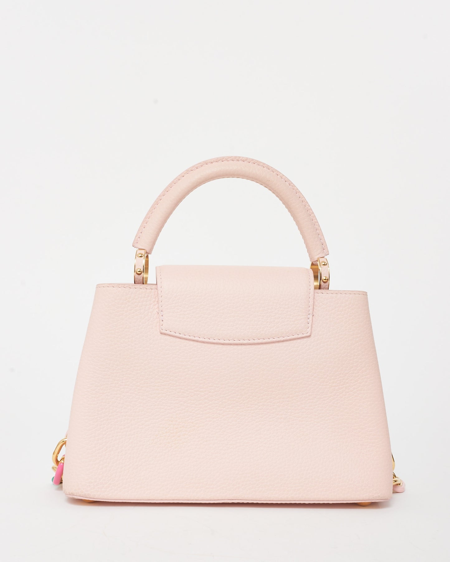 Louis Vuitton Light Pink Grained Leather Capucines BB Bag