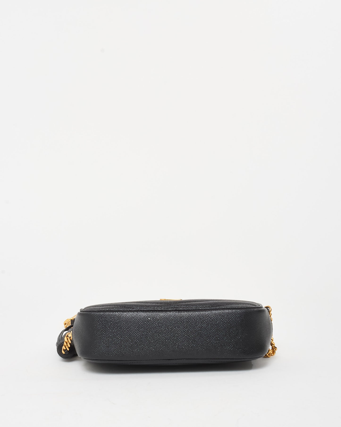 Saint Laurent Black Grained Leather GHW Mini Lou Crossbody Bag