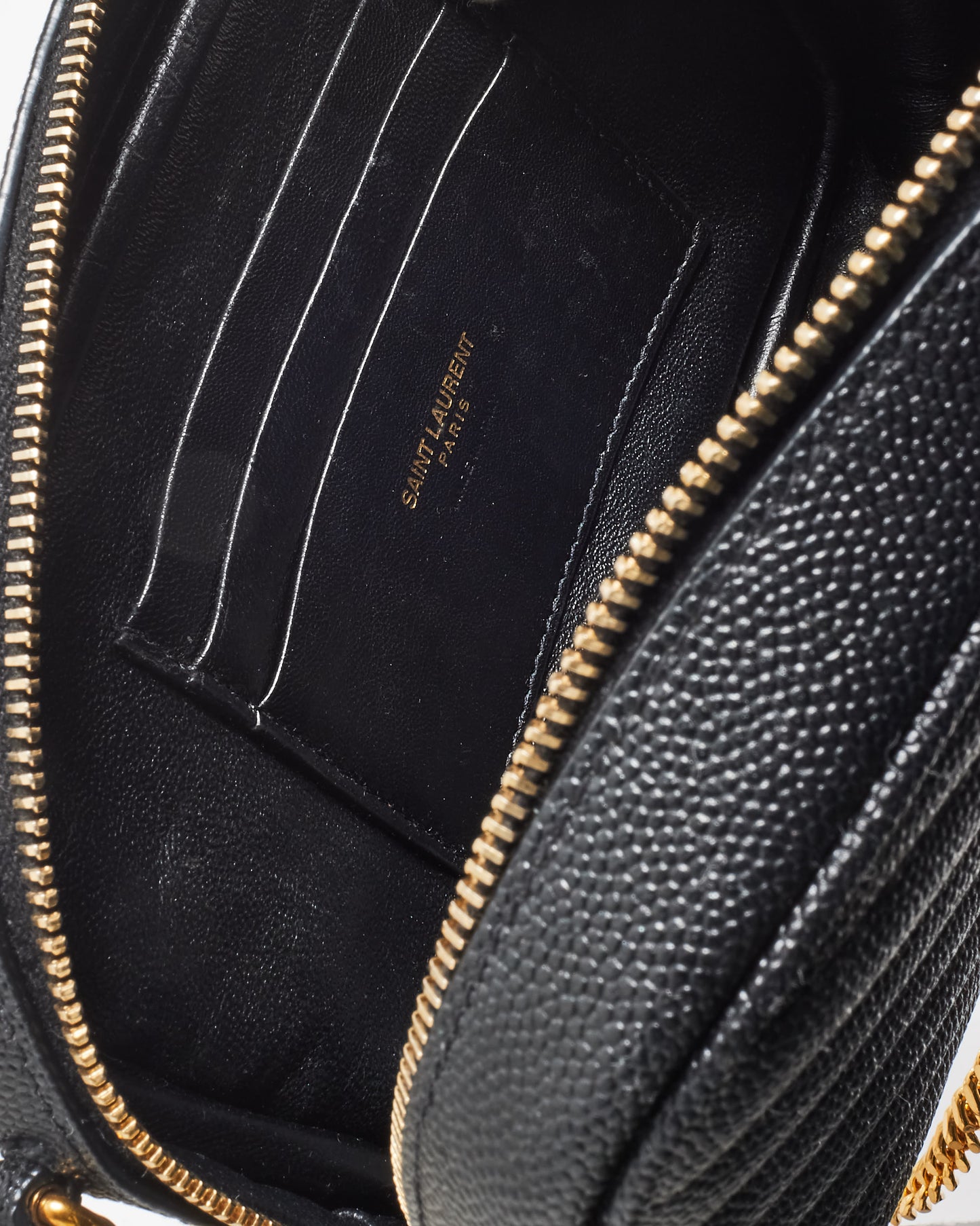 Saint Laurent Black Grained Leather GHW Mini Lou Crossbody Bag