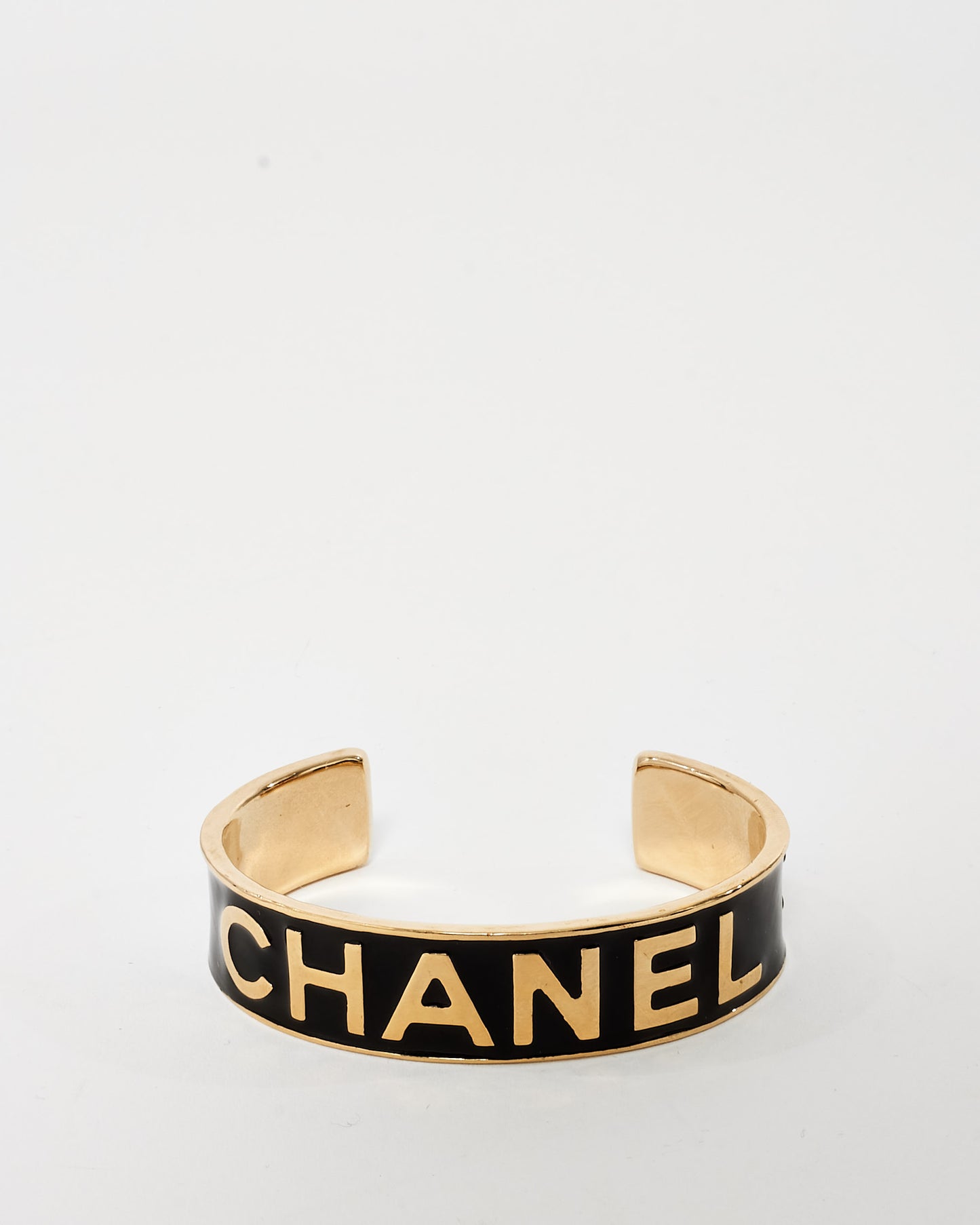 Chanel Gold 
Black Enamel Logo 2022 Cuff - S