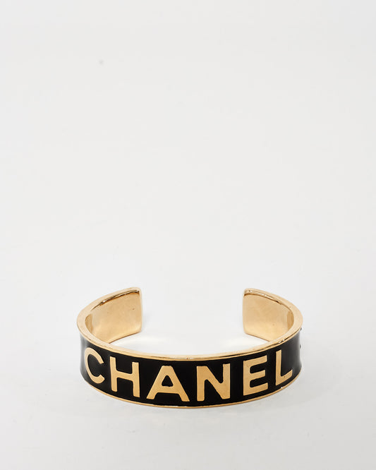 Chanel Gold 
Black Enamel Logo 2022 Cuff - S