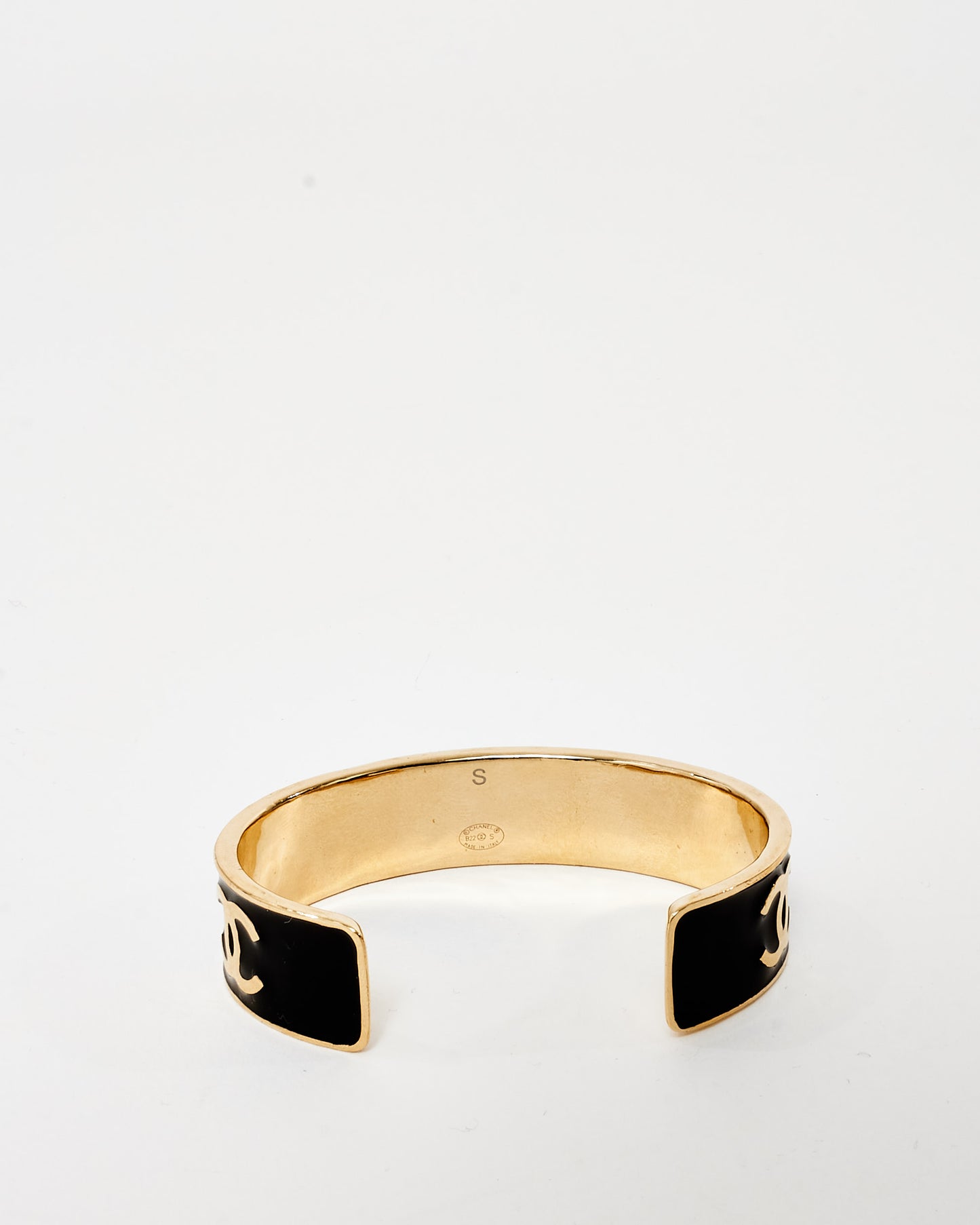 Chanel Gold 
Black Enamel Logo 2022 Cuff - S