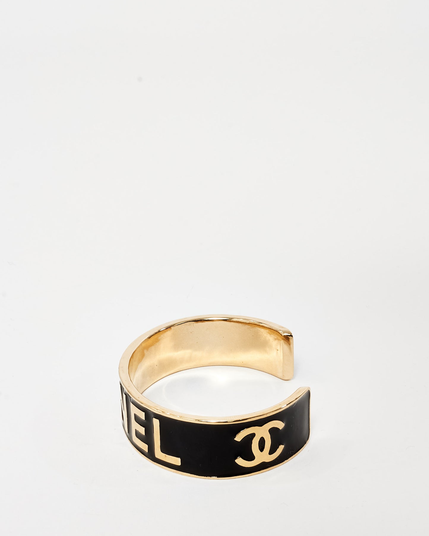 Chanel Gold 
Black Enamel Logo 2022 Cuff - S