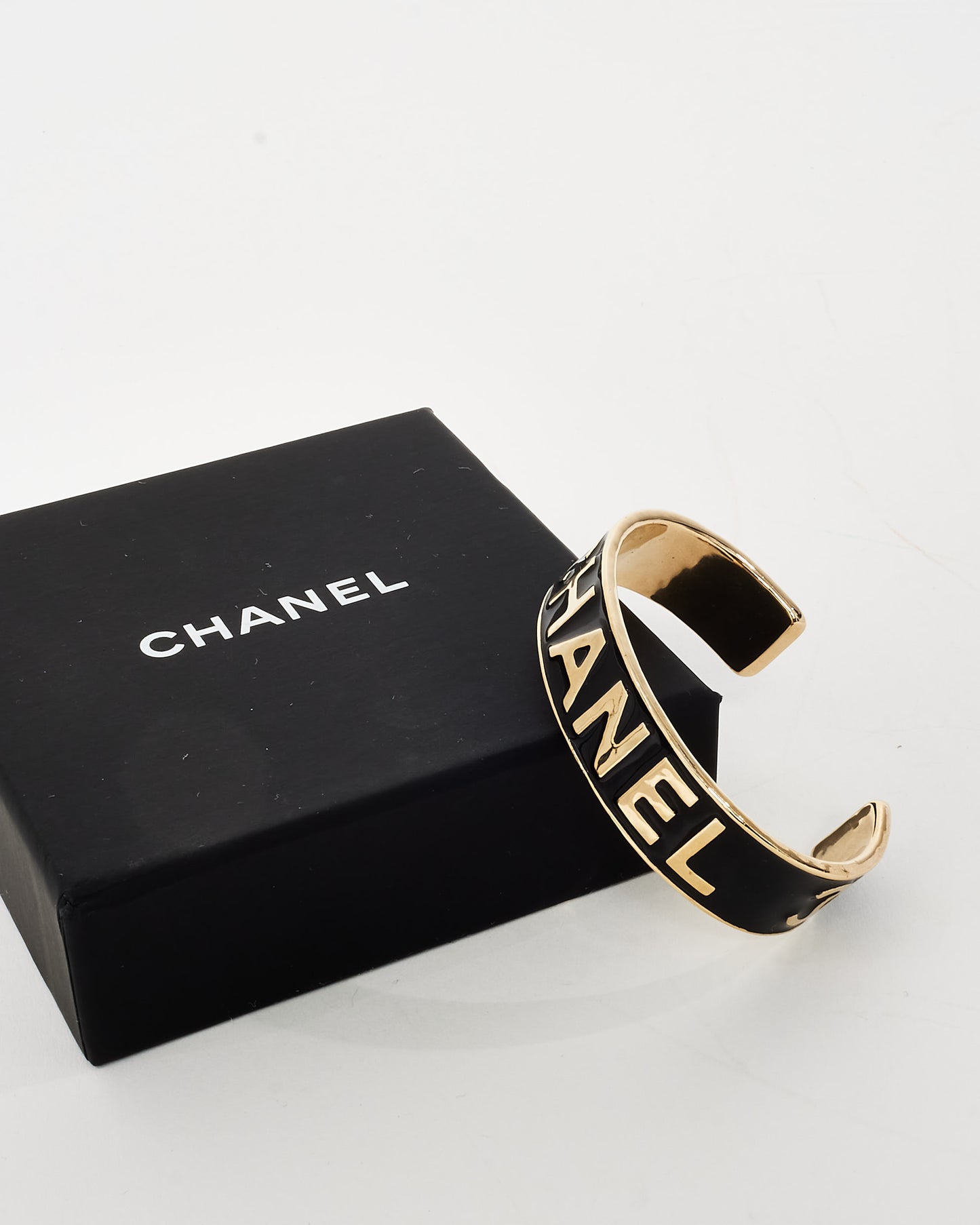 Chanel Gold 
Black Enamel Logo 2022 Cuff - S