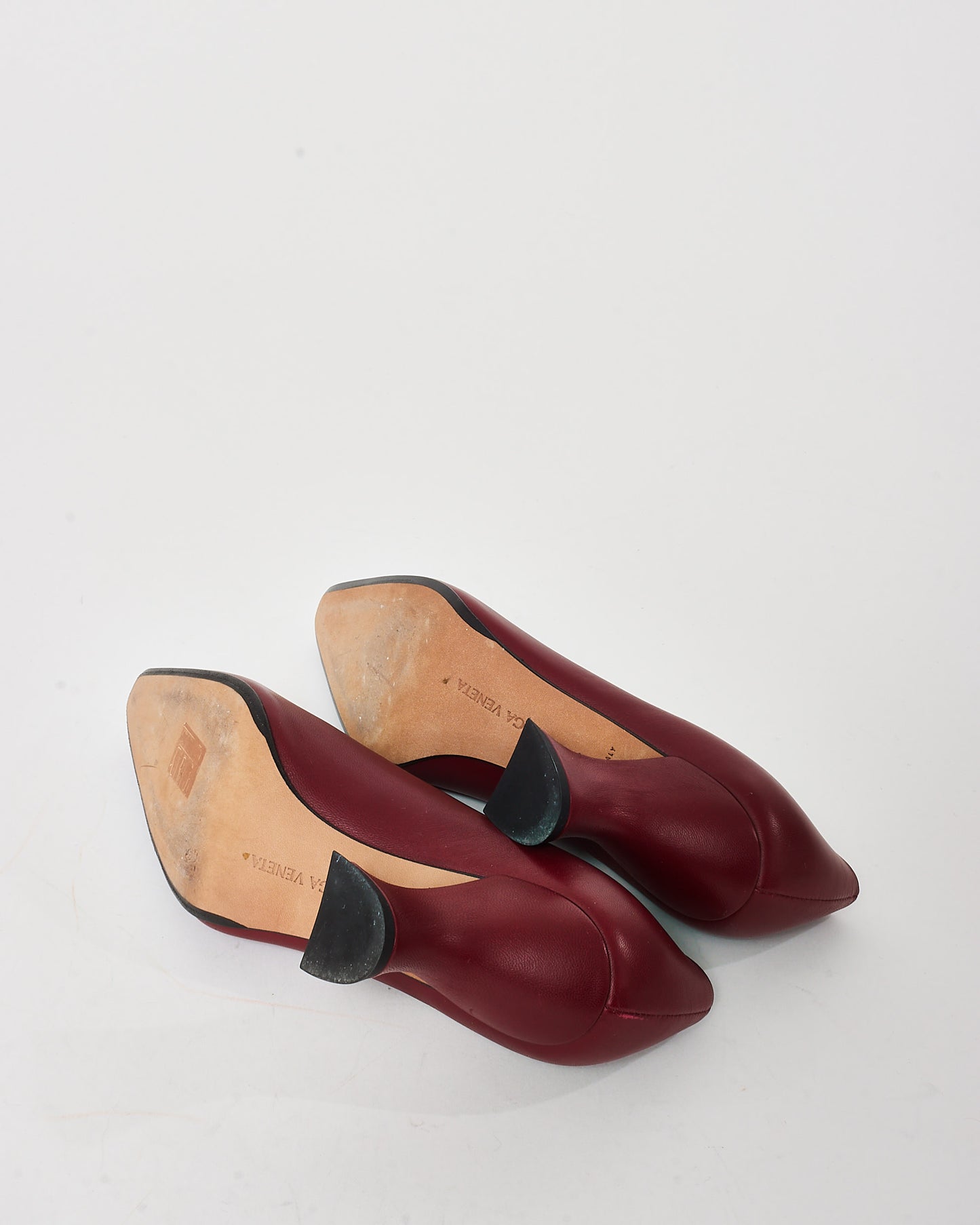 Bottega Veneta Burgundy Leather Almond Pumps - 36