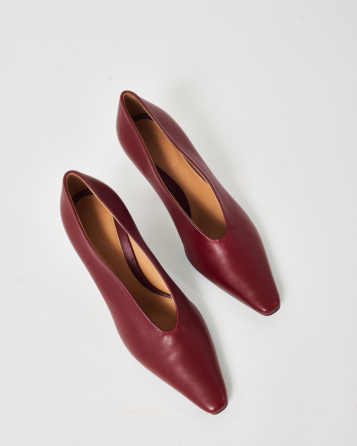 Bottega Veneta Burgundy Leather Almond Pumps - 36