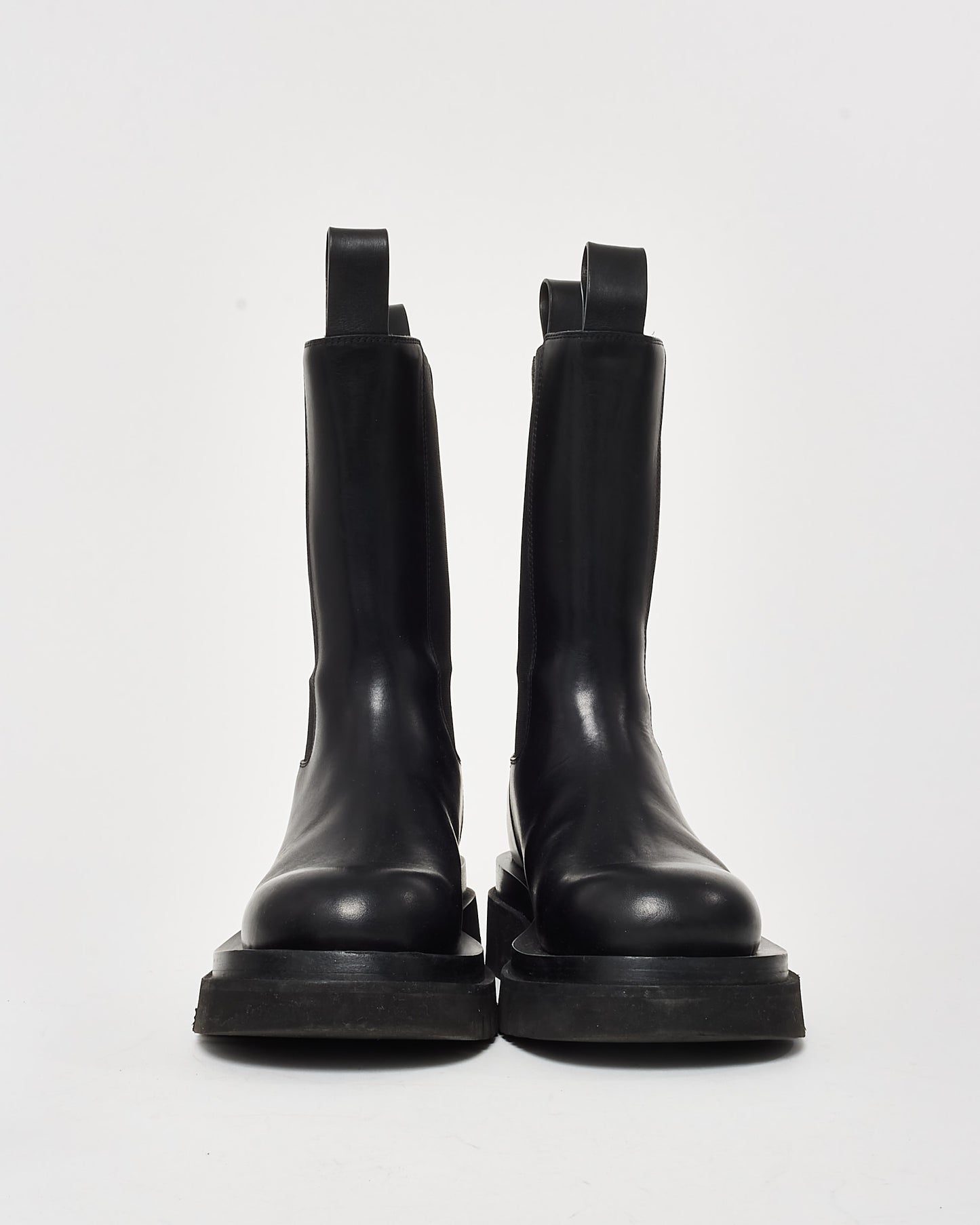 Bottega Veneta Black Leather 
The Lug
 Boots - 36