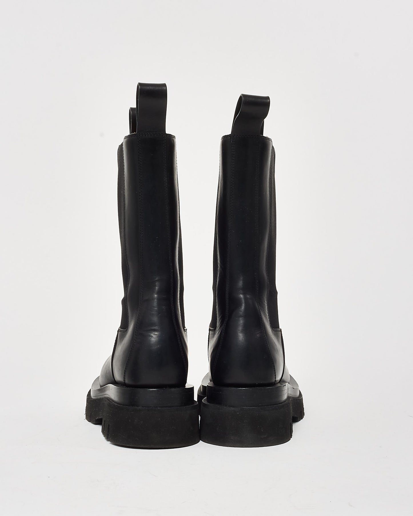 Bottega Veneta Black Leather 
The Lug
 Boots - 36