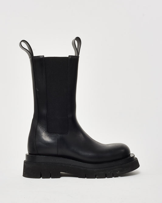 Bottega Veneta Black Leather 
The Lug
 Boots - 36