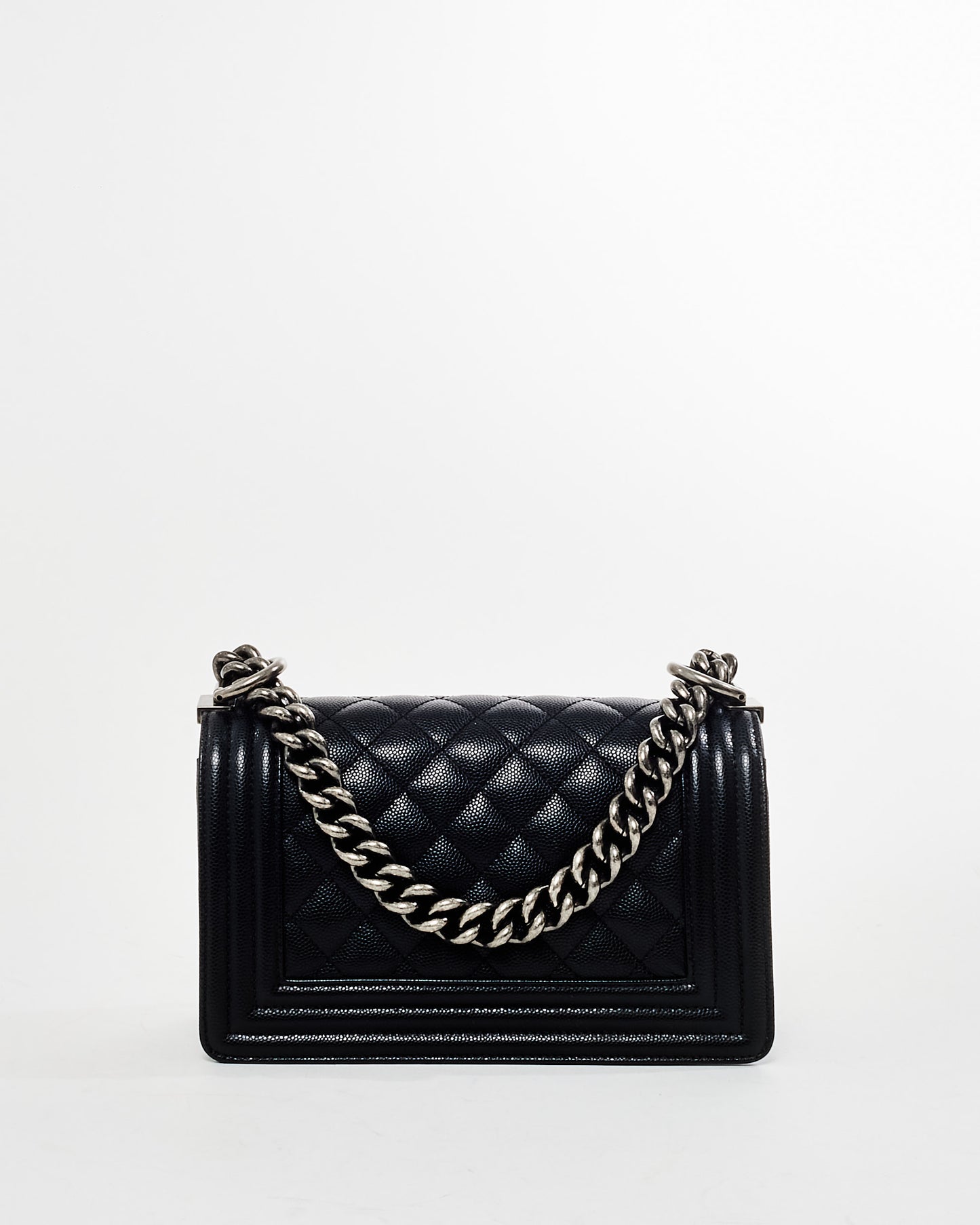 Chanel Black Caviar Leather Small Boy Crossbody Bag SHW