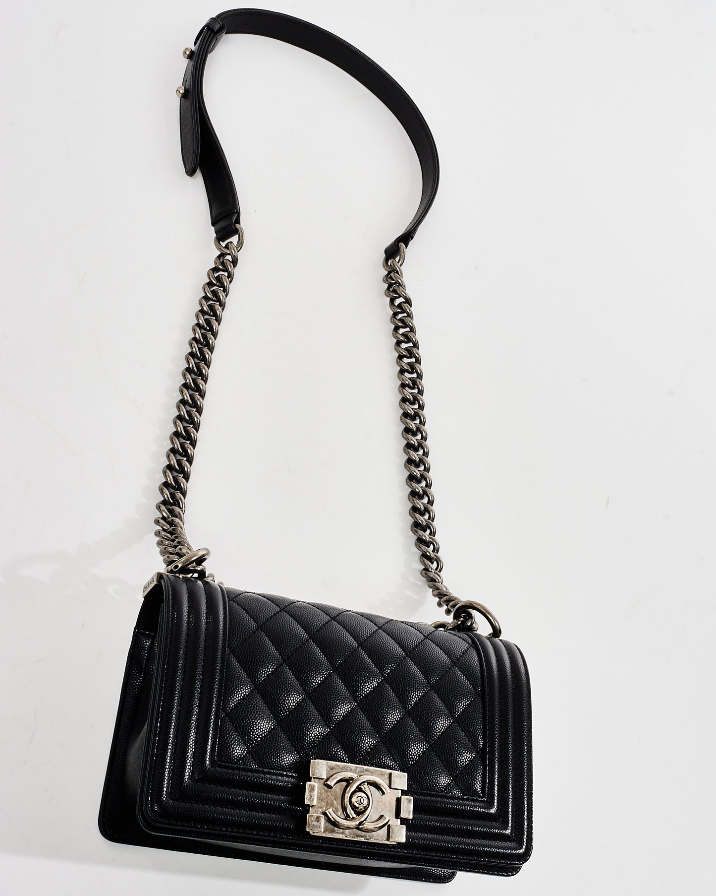 Chanel Black Caviar Leather Small Boy Crossbody Bag SHW