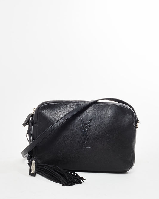 Saint Laurent Black Lou Camera Leather Crossbody Bag with Tassel