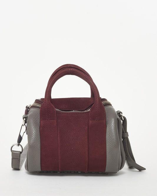 Alexander Wang Grey Leather 
Burgundy Suede Mini Rocco Duffle Bag