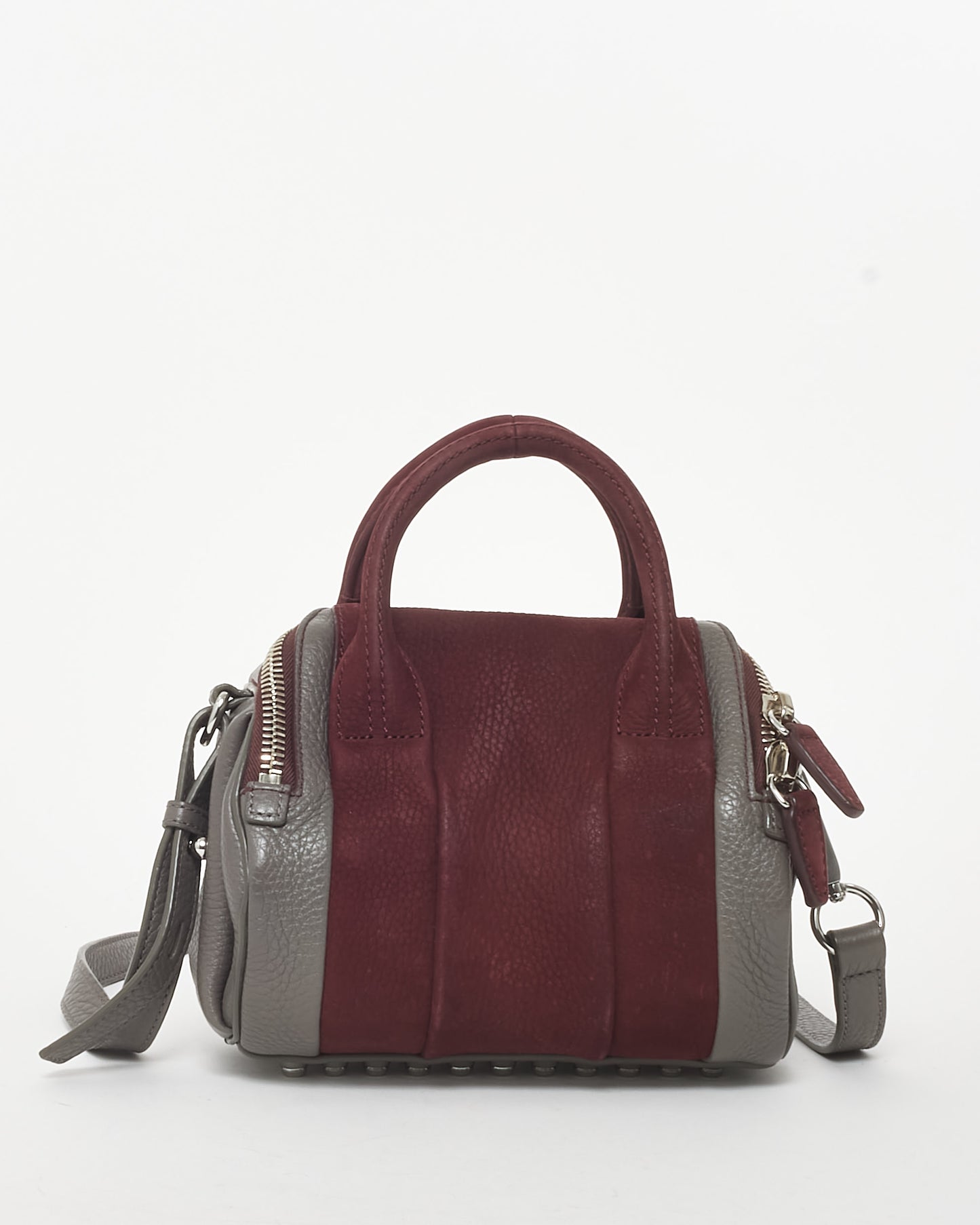 Alexander Wang Grey Leather 
Burgundy Suede Mini Rocco Duffle Bag