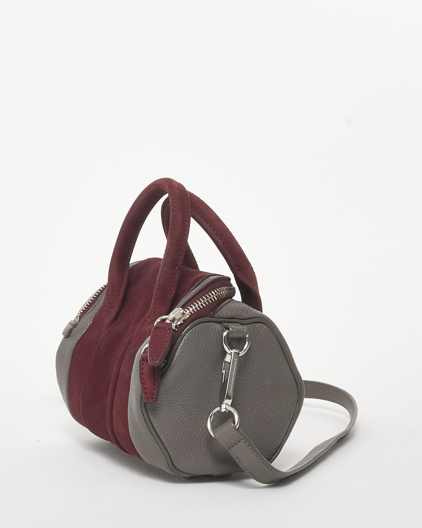 Alexander Wang Grey Leather 
Burgundy Suede Mini Rocco Duffle Bag