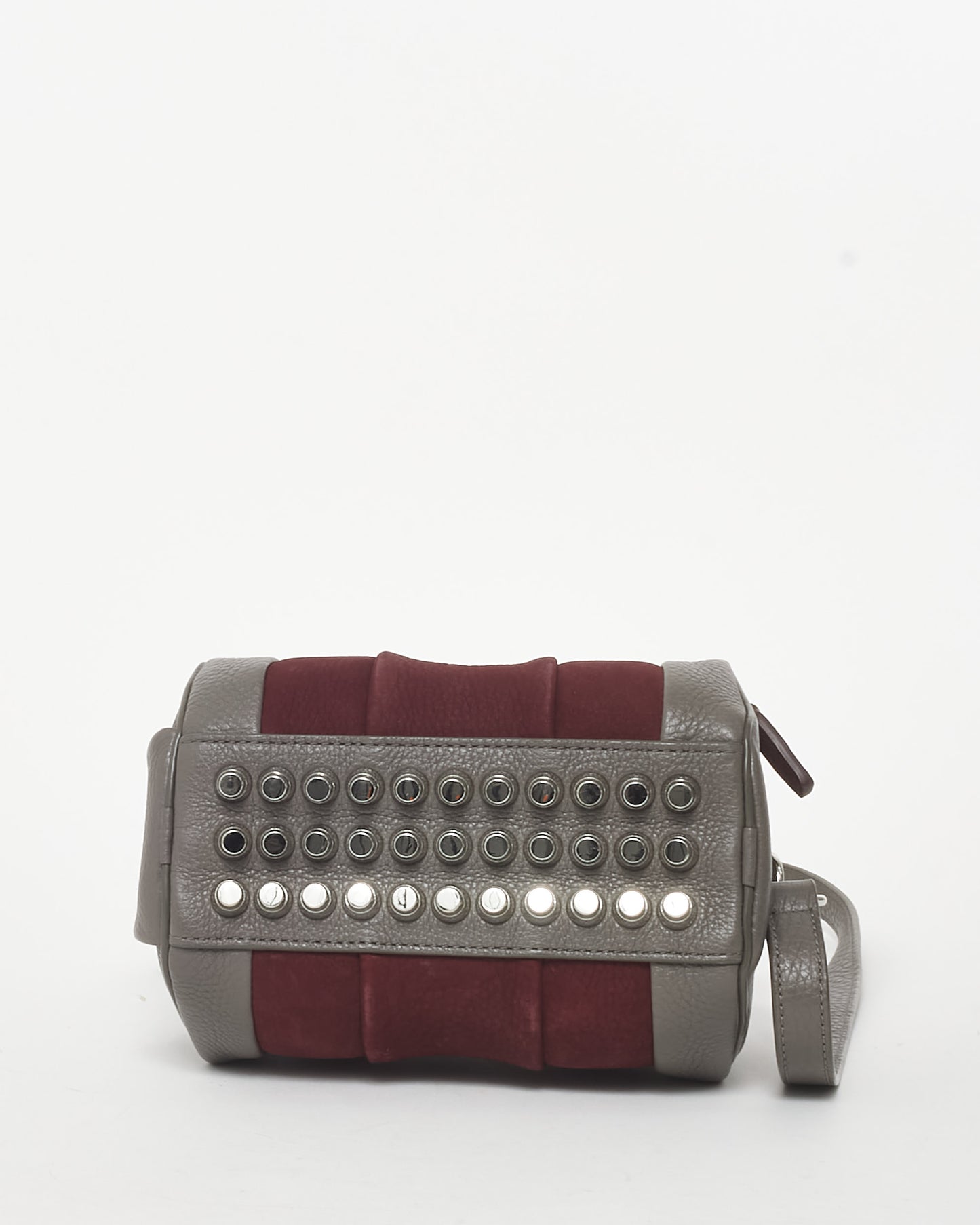 Alexander Wang Grey Leather 
Burgundy Suede Mini Rocco Duffle Bag