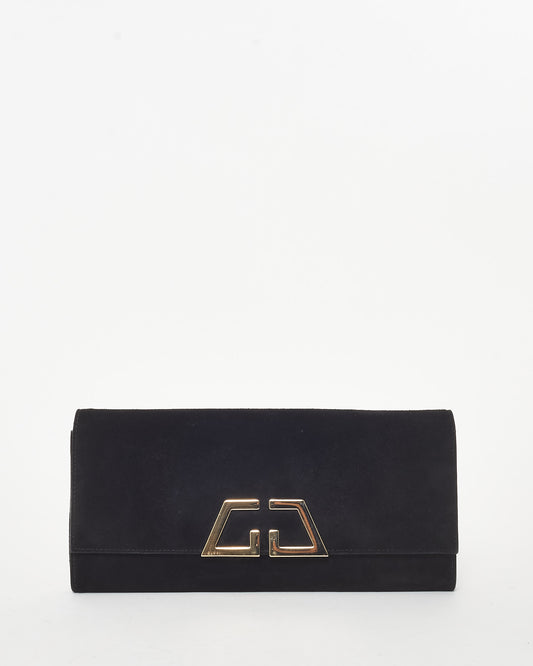 Gucci Black Suede G Night Logo Clutch Bag SHW