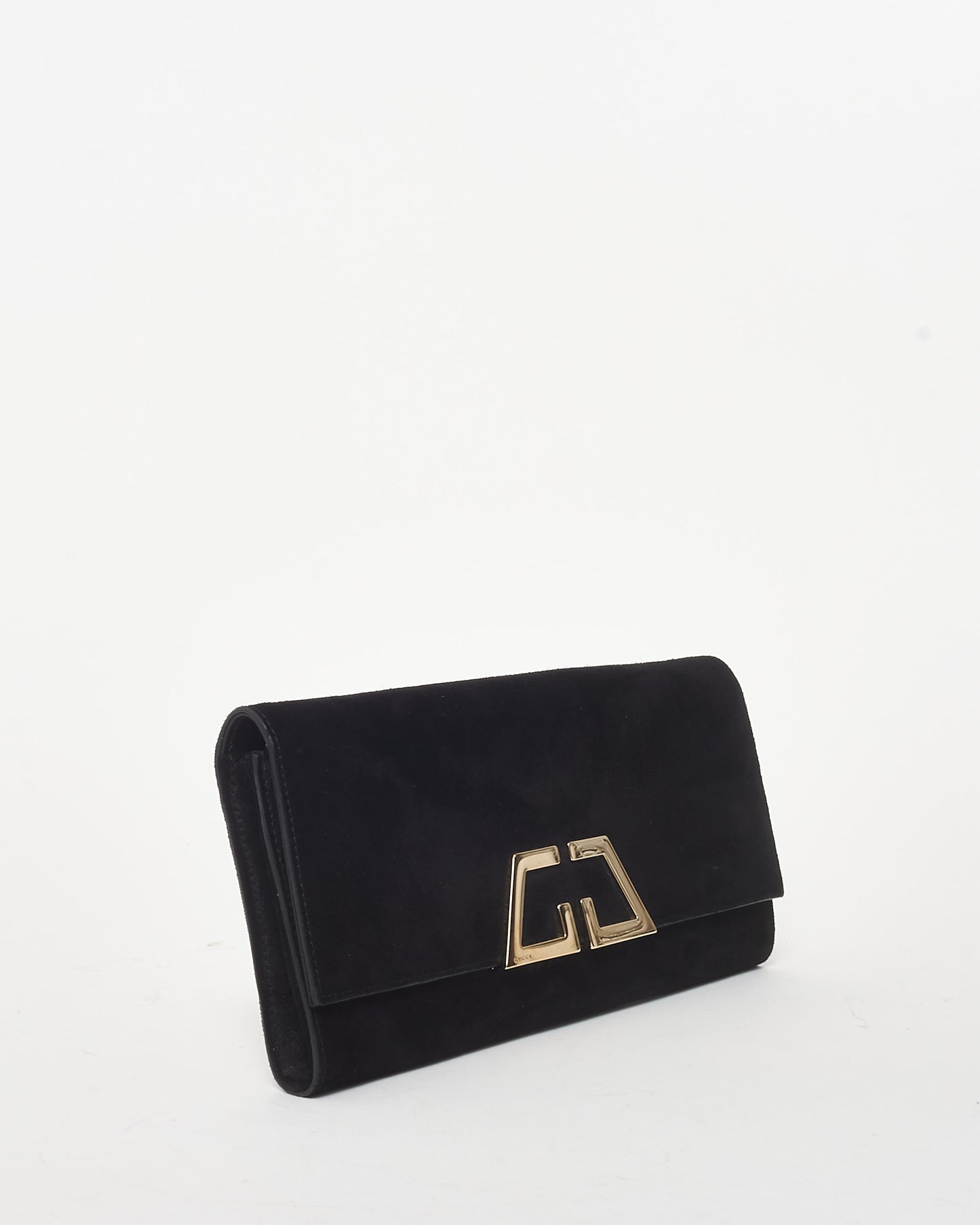 Gucci Black Suede G Night Logo Clutch Bag SHW