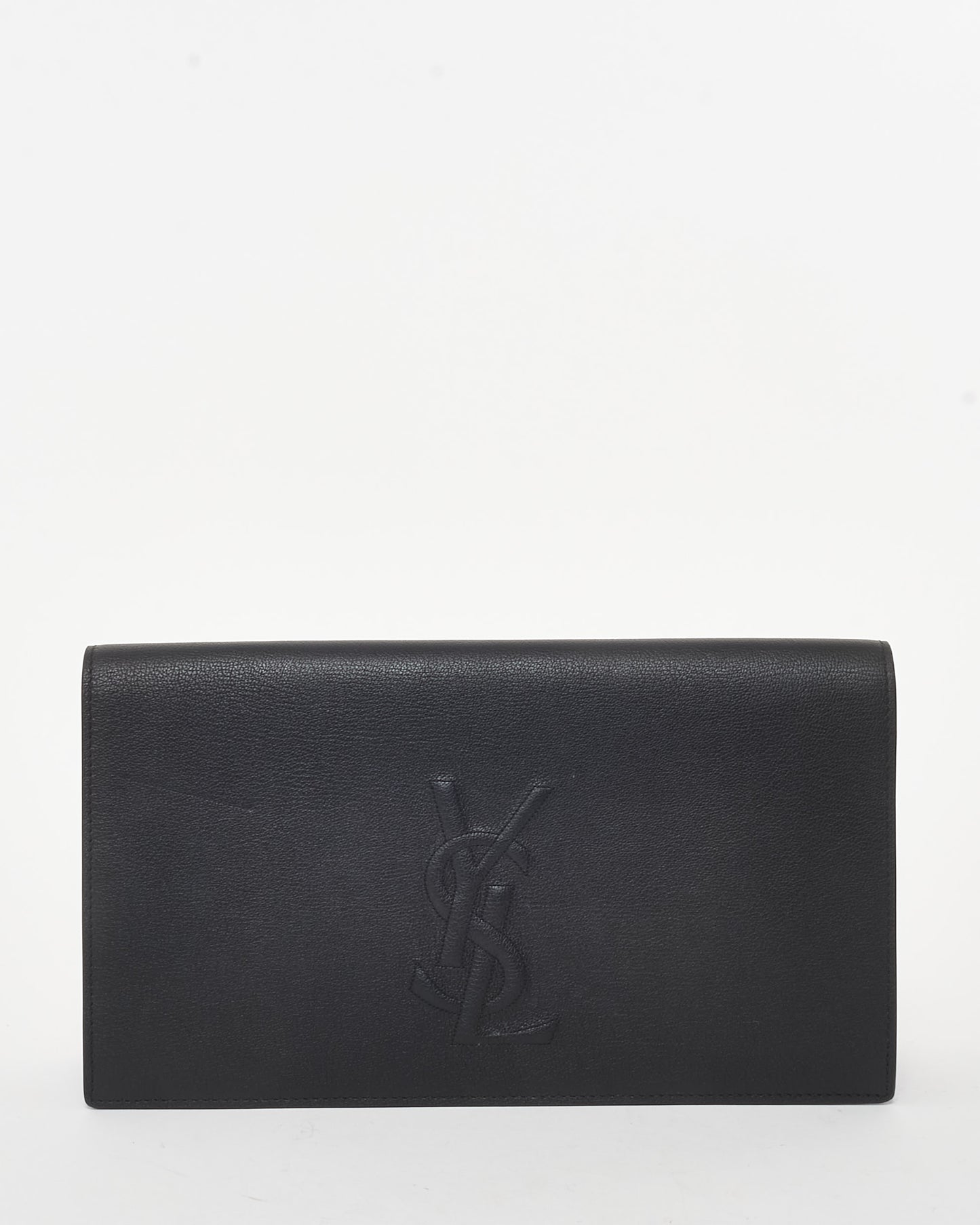 Saint Laurent Black Leather YSL Belle De Jour Clutch Bag