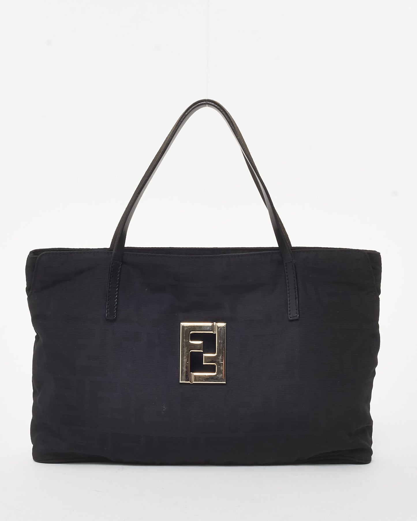 Fendi Black Zucca Nylon SHW FF Logo Tote Bag