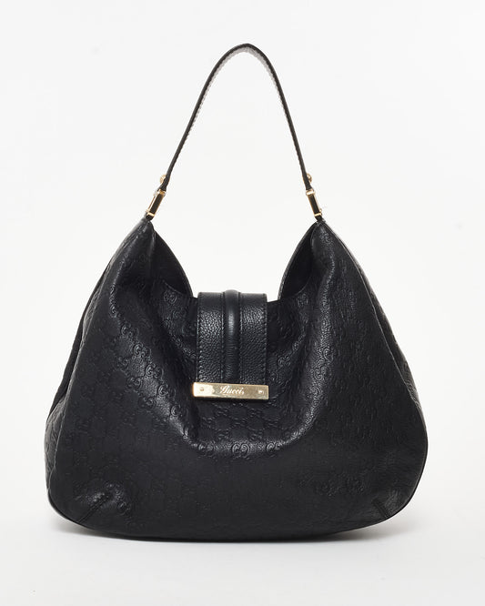 Gucci Black Guccissima Leather New Ladies Hobo Shoulder Bag