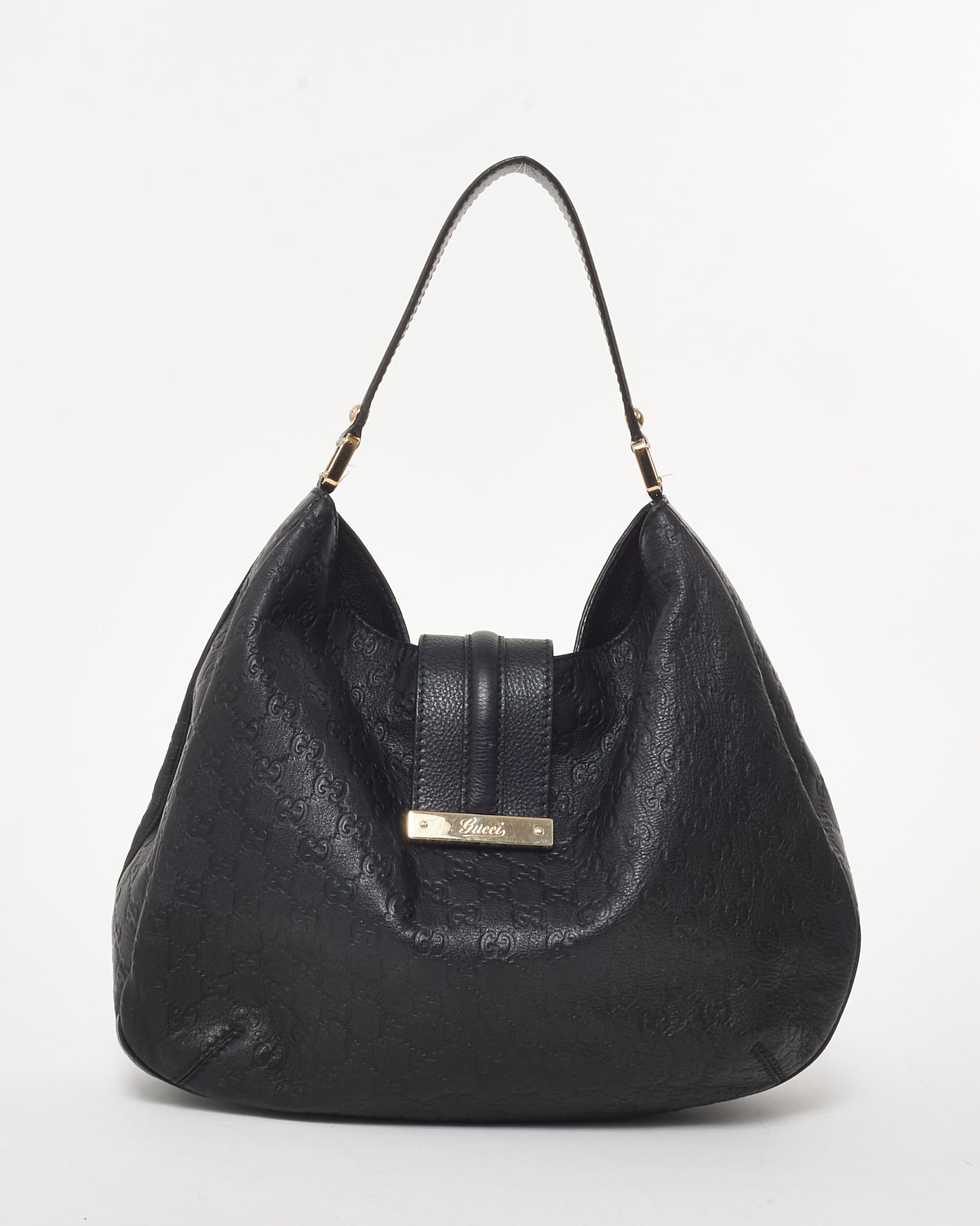 Gucci Black Guccissima Leather New Ladies Hobo Shoulder Bag