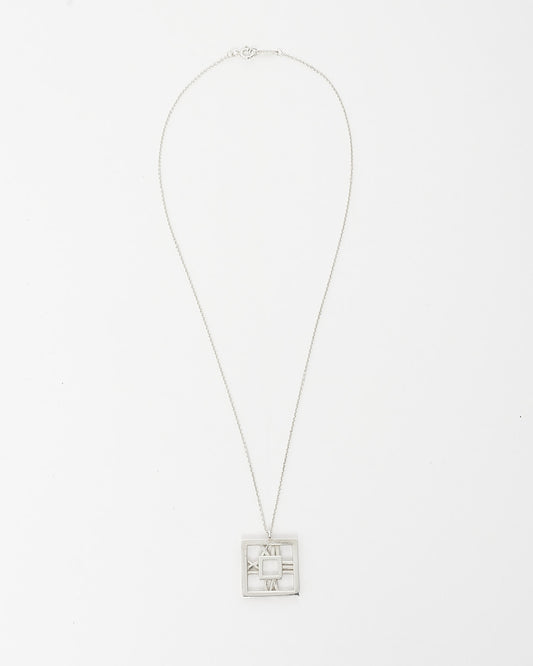 Tiffany 
Co. Silver Atlas Roman Number Pendant Necklace