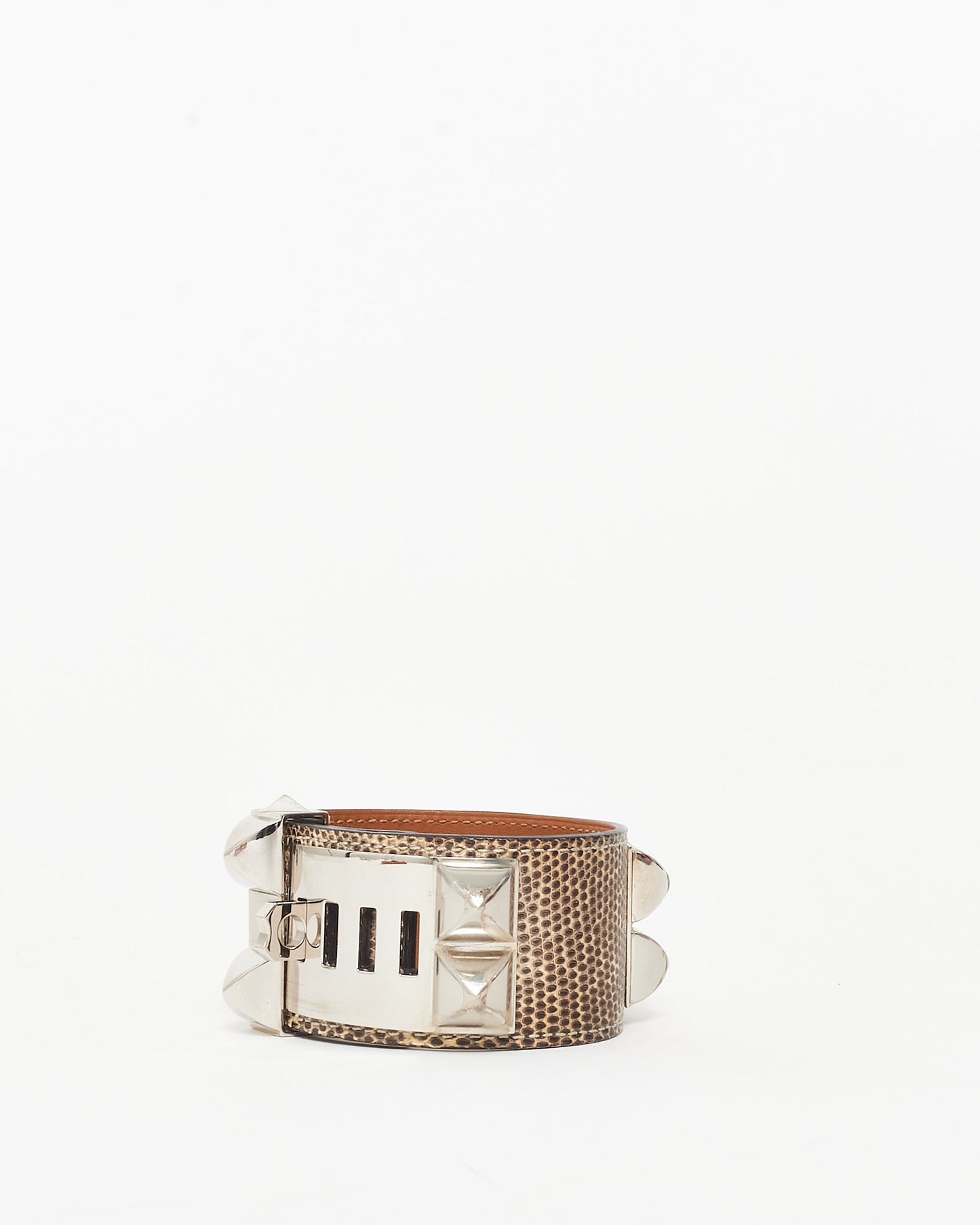 Hermès Grey Ombre Lizard Collier de Chien Bracelet