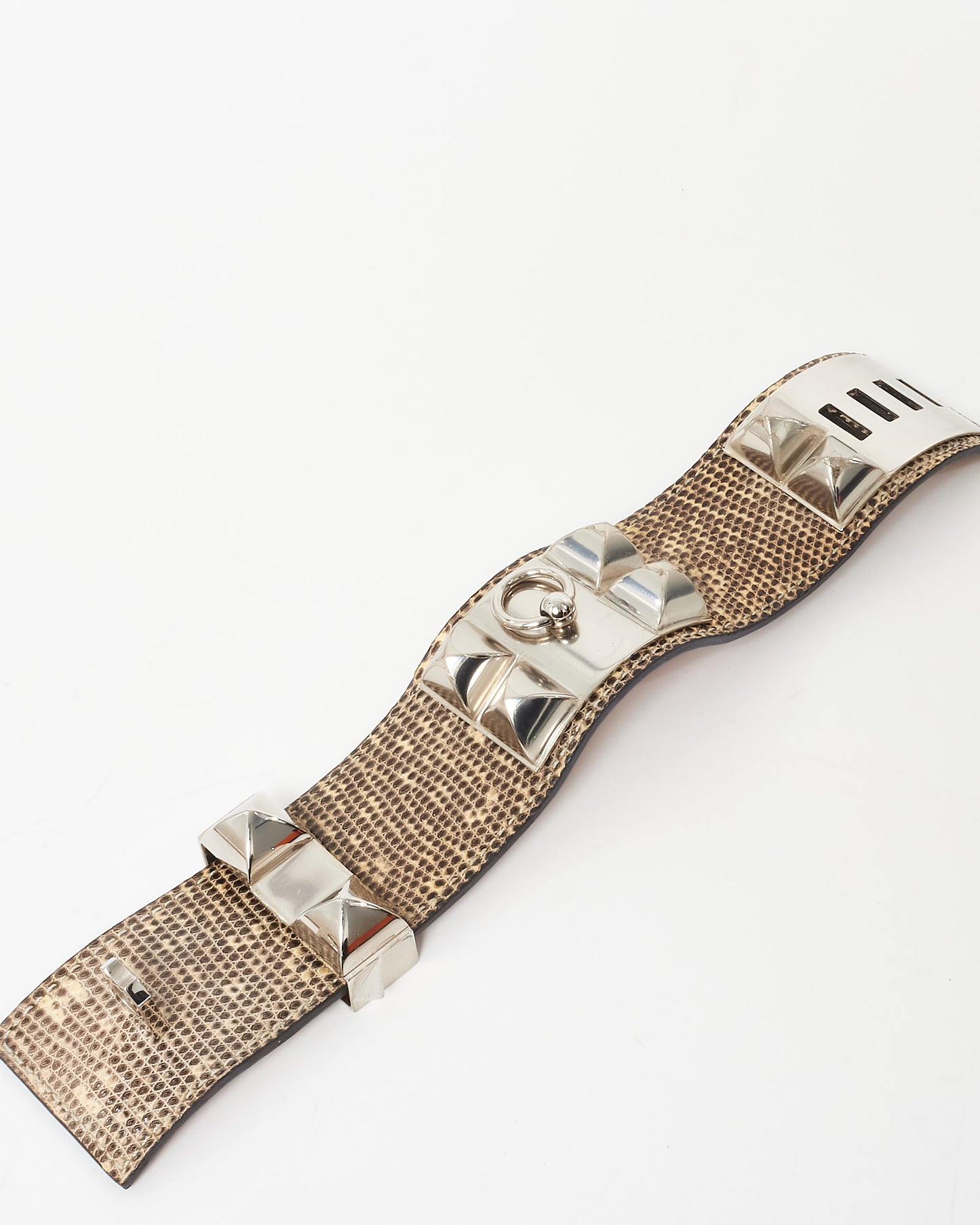 Hermès Grey Ombre Lizard Collier de Chien Bracelet