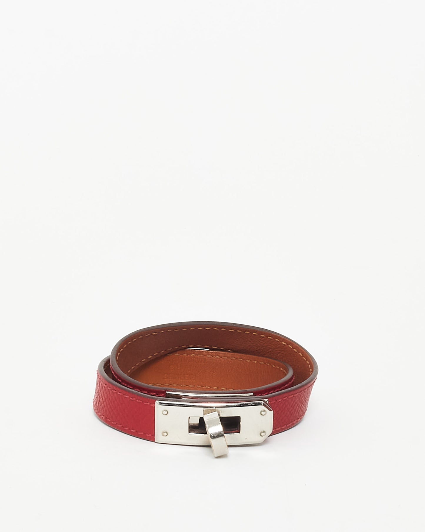 Hermès Red Leather Kelly Double Tour Bracelet - S