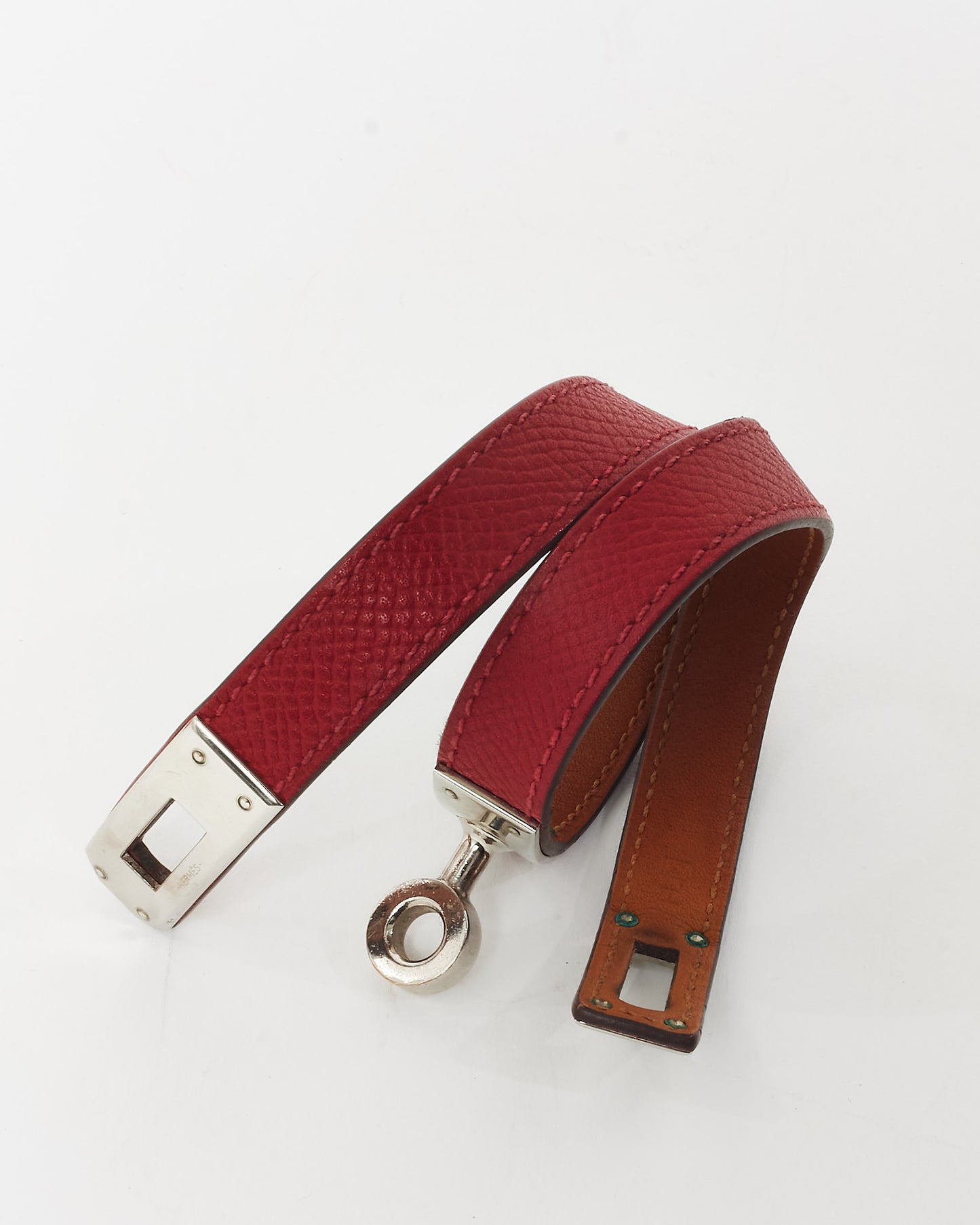 Hermès Red Leather Kelly Double Tour Bracelet - S