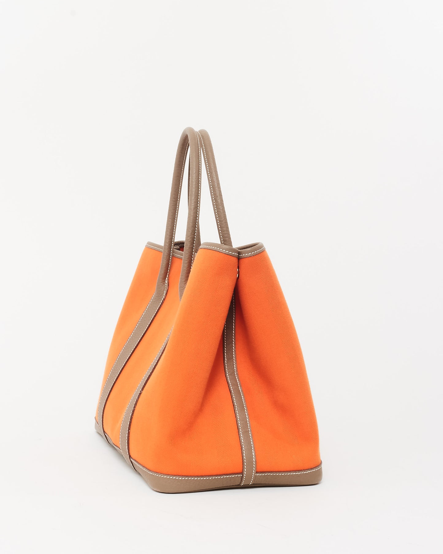 Hermès Orange and Beige Canvas Garden Party 30 Tote Bag