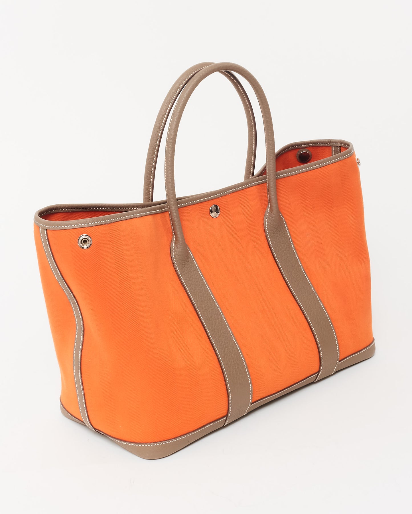 Hermès Orange and Beige Canvas Garden Party 30 Tote Bag