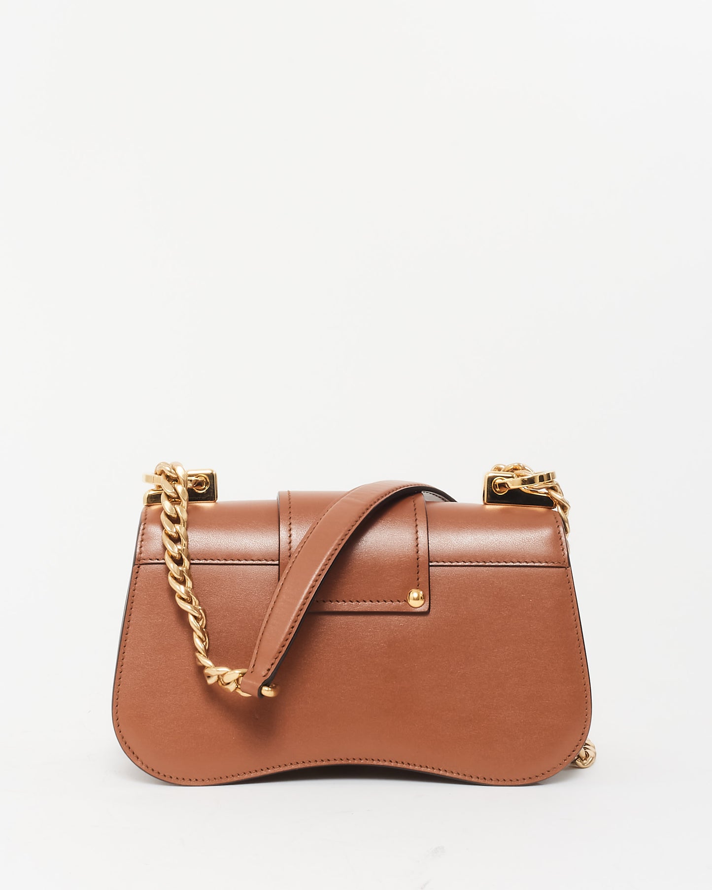 Prada Camel Leather Small Sidonie Chain Crossbody Bag