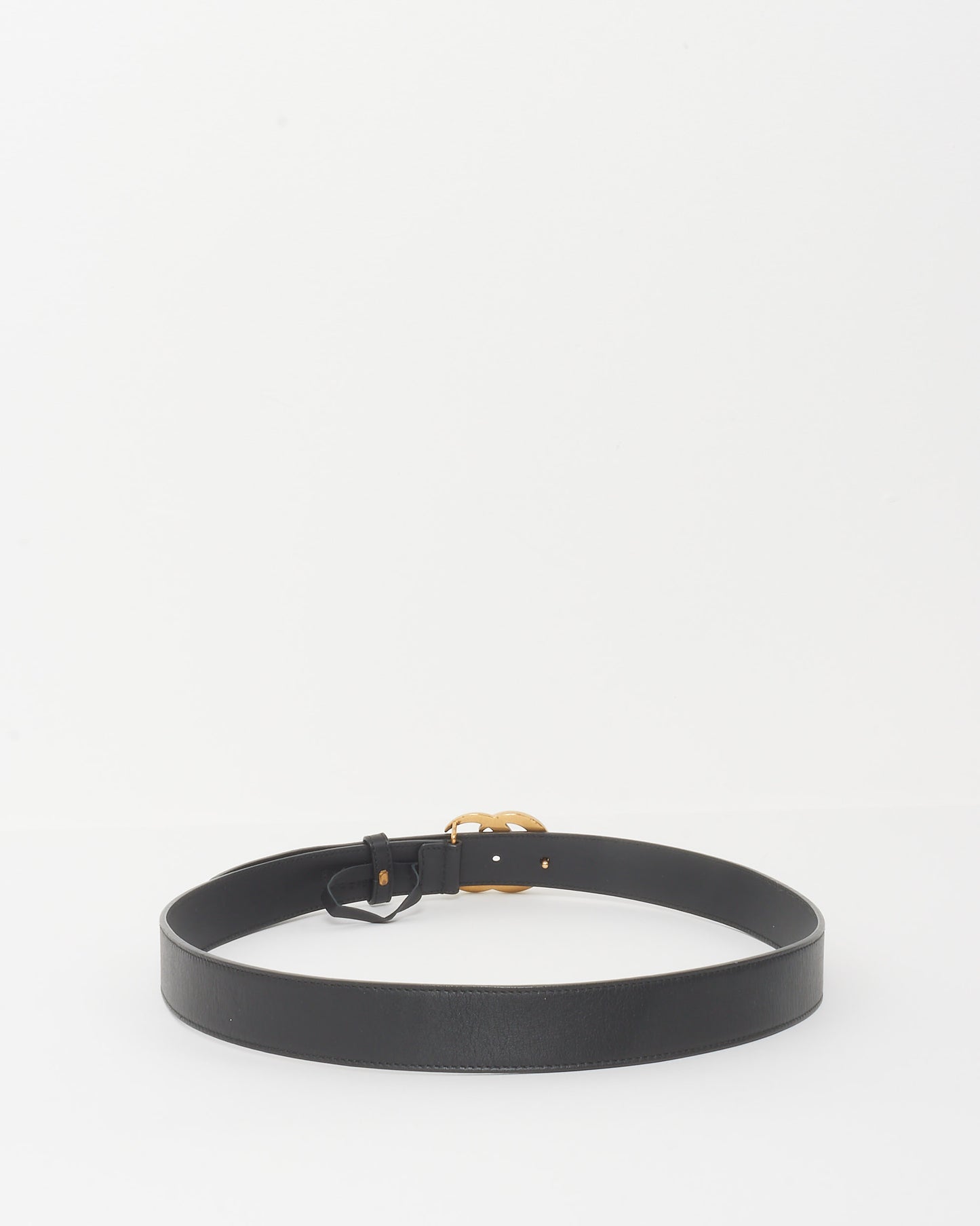 Gucci Black Leather GG Marmont Thin Belt - 95/38