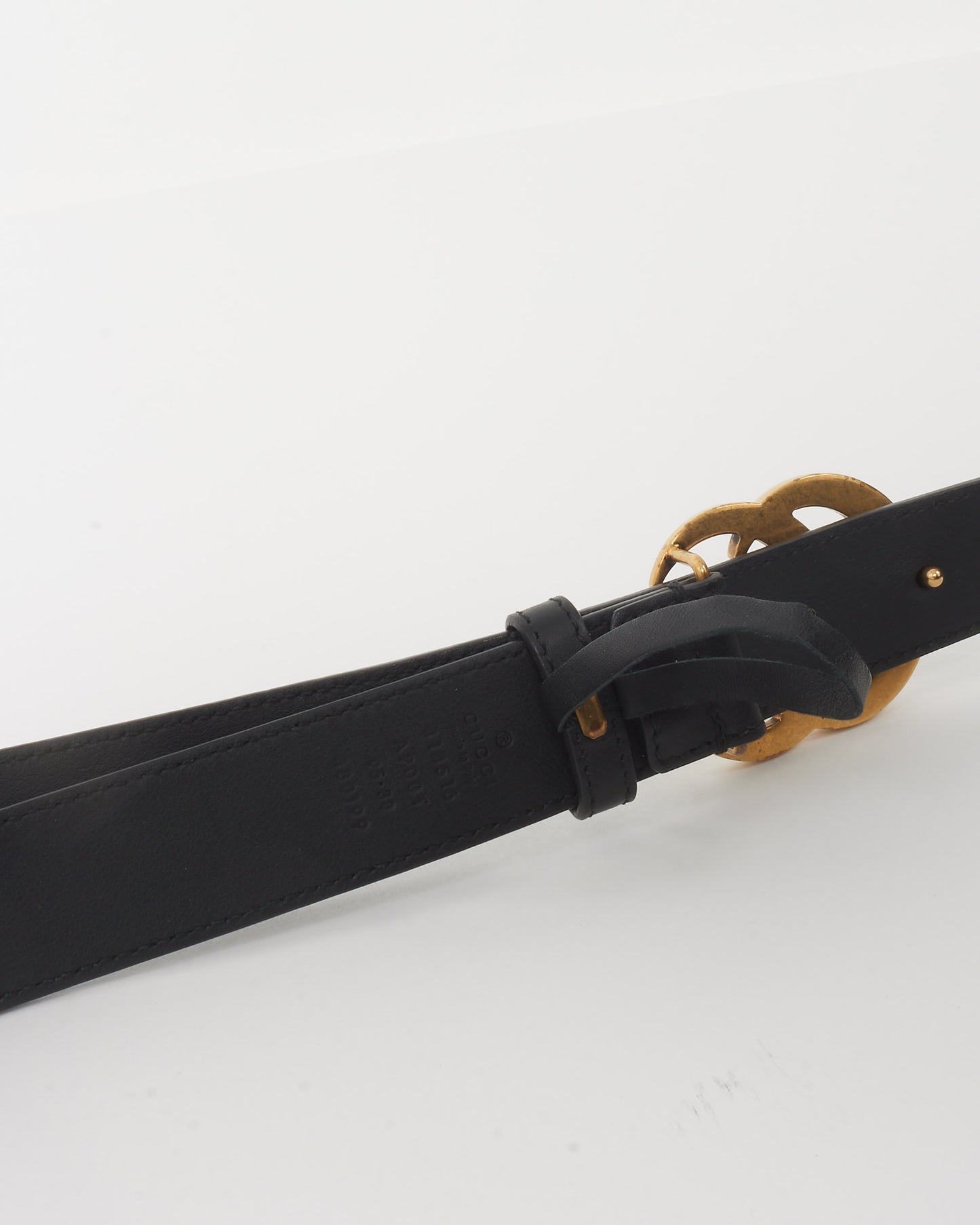 Gucci Black Leather GG Marmont Thin Belt - 95/38