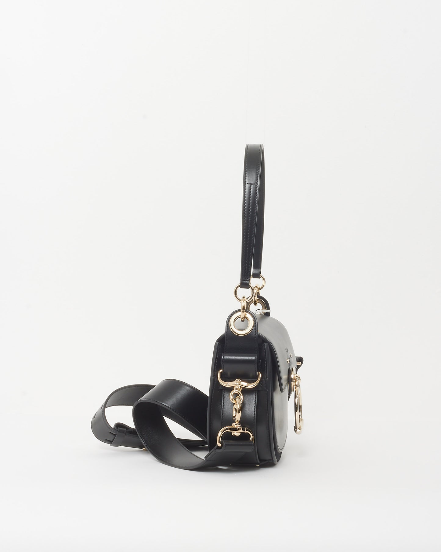 Chloé Black Leather Small Tess Bag with Strap