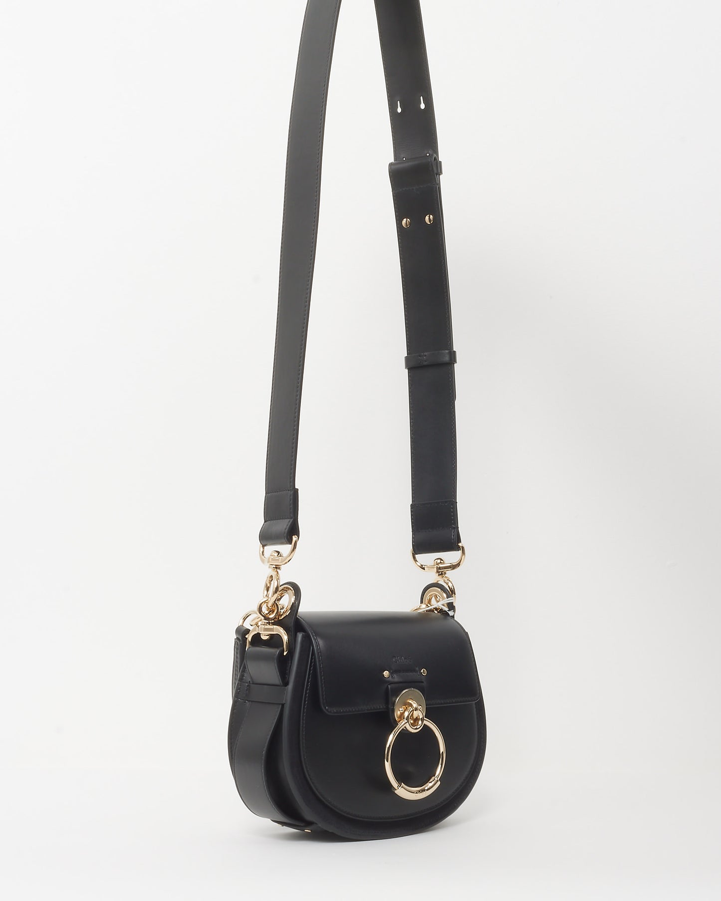 Chloé Black Leather Small Tess Bag with Strap