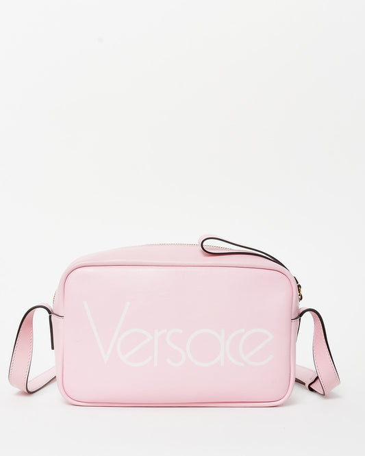 Versace Pink Leather Logo Camera Crossbody Bag