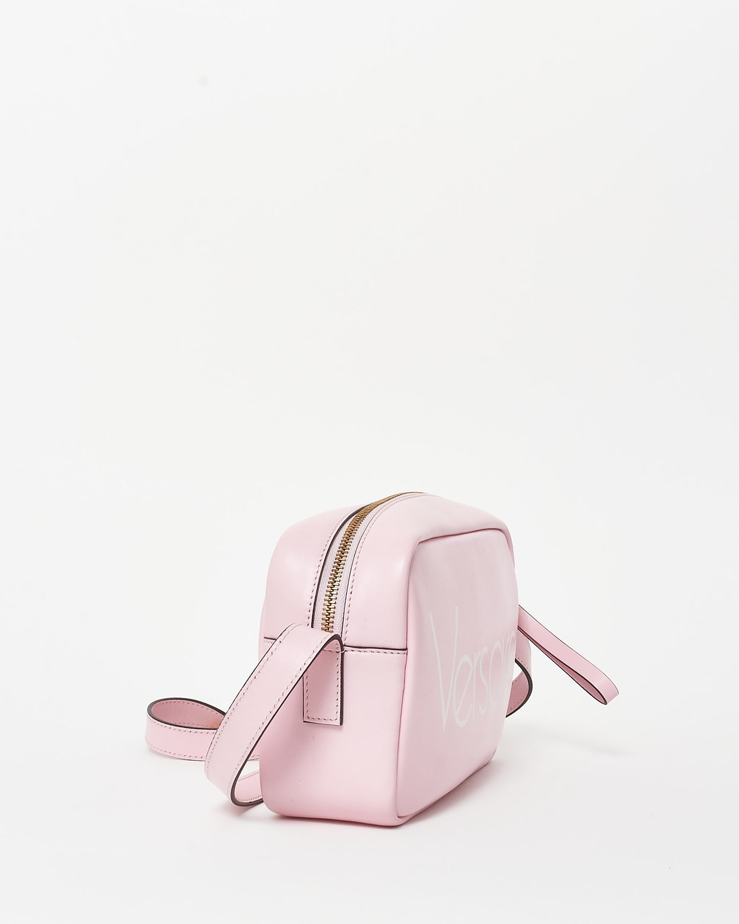 Versace Pink Leather Logo Camera Crossbody Bag