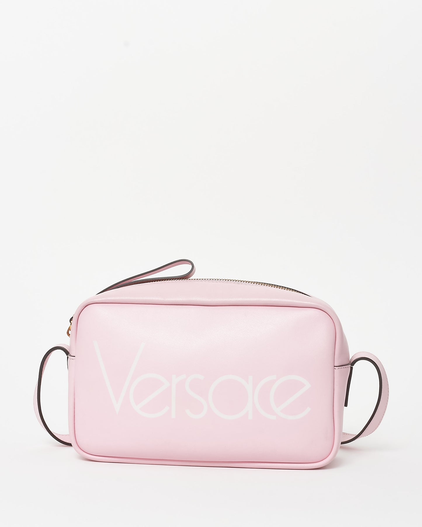 Versace Pink Leather Logo Camera Crossbody Bag