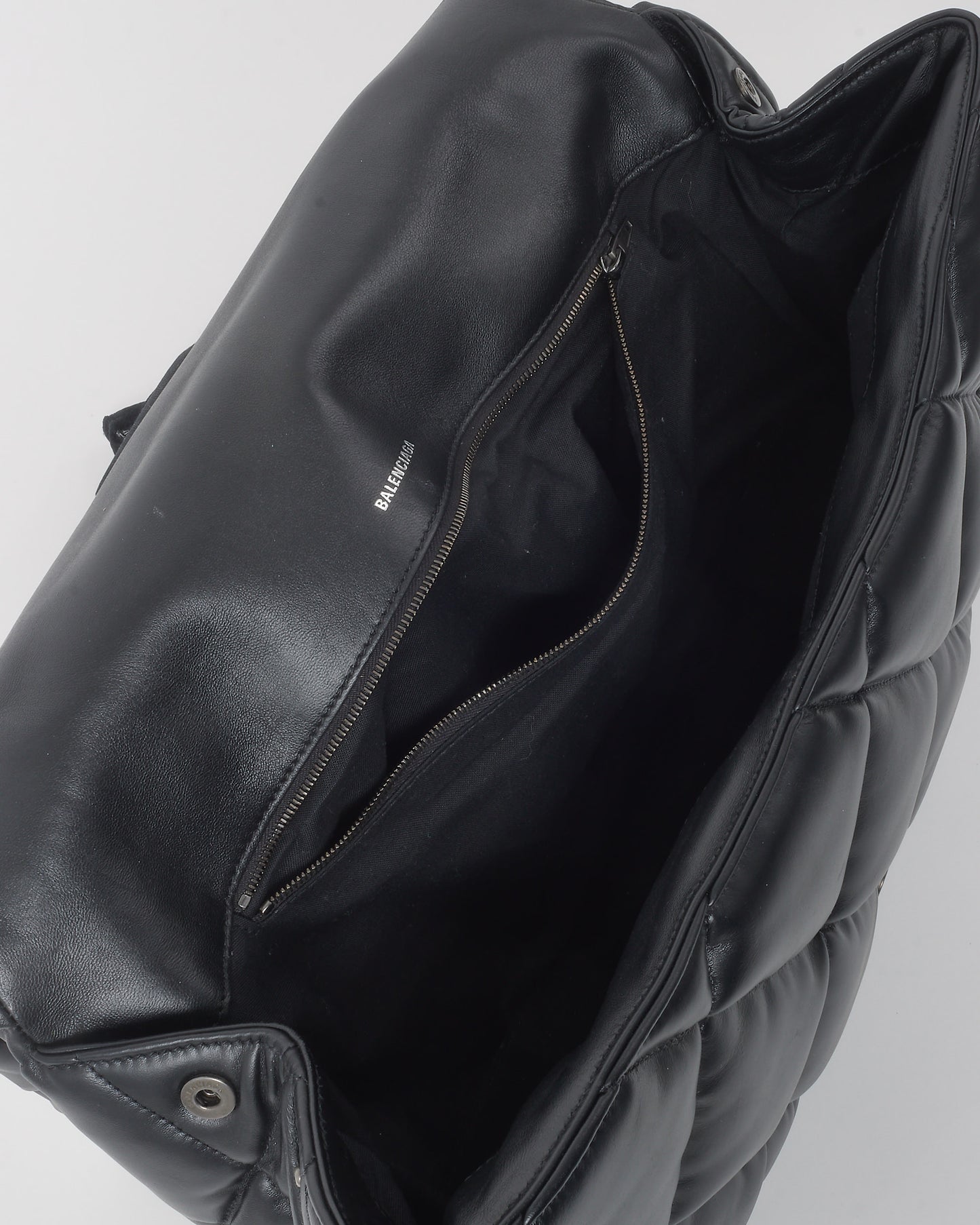 Balenciaga Black Leather Touch Puffy Cutch Bag with Chain Strap