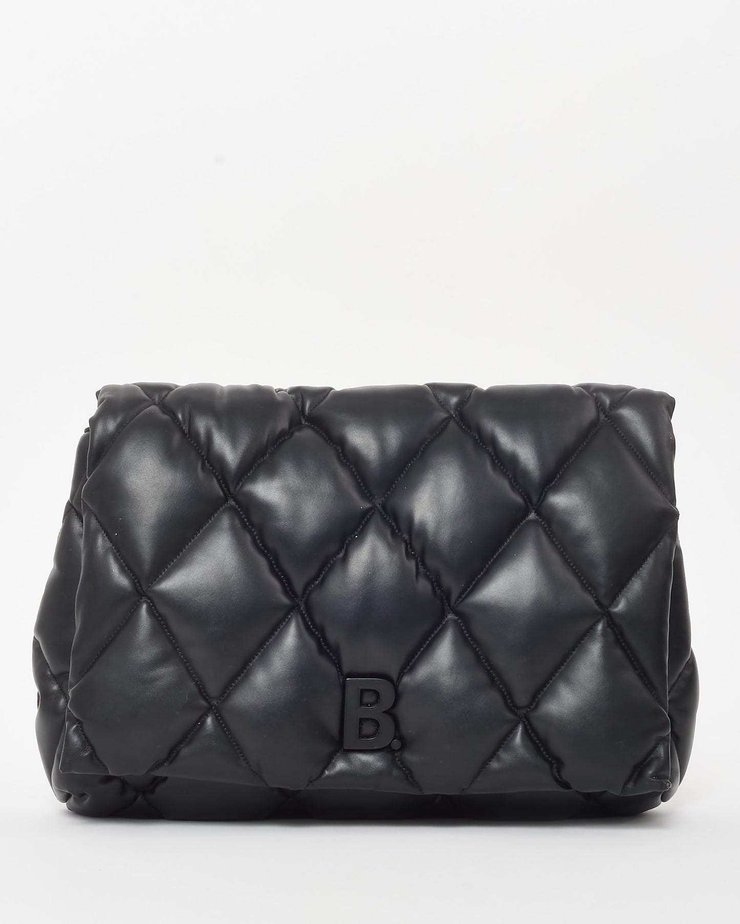 Balenciaga Black Leather Touch Puffy Cutch Bag with Chain Strap