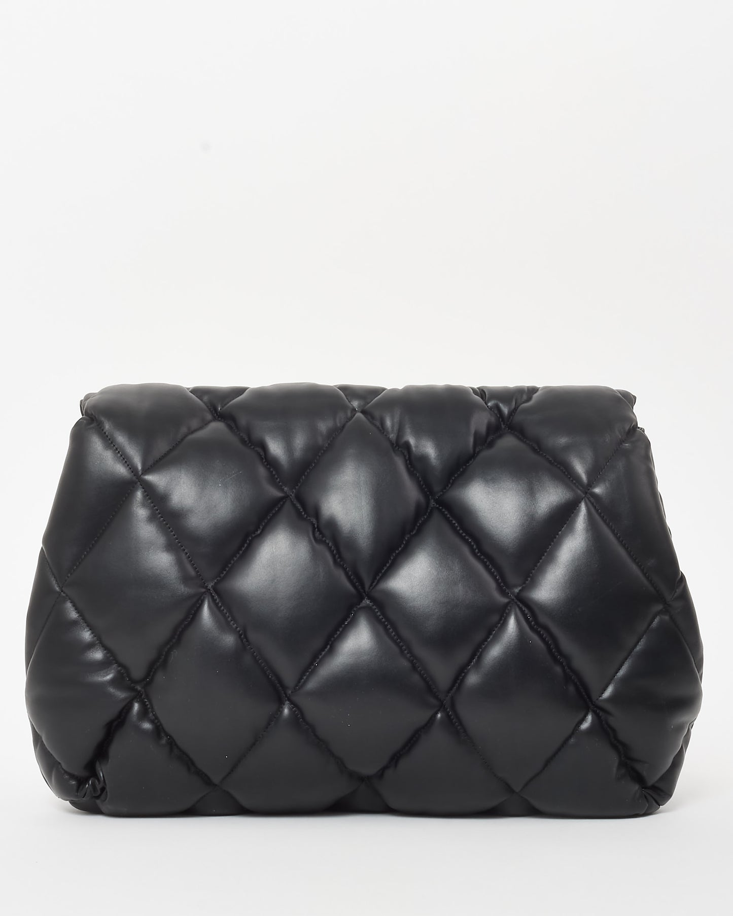 Balenciaga Black Leather Touch Puffy Cutch Bag with Chain Strap