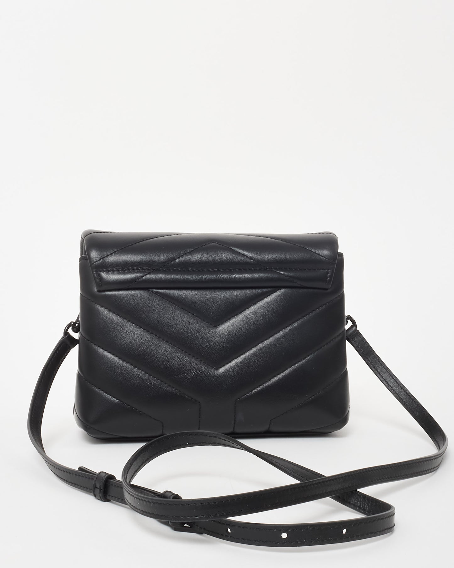 Saint Laurent Black Chevron Quilted Leather Toy Loulou Crossbody Bag BHW