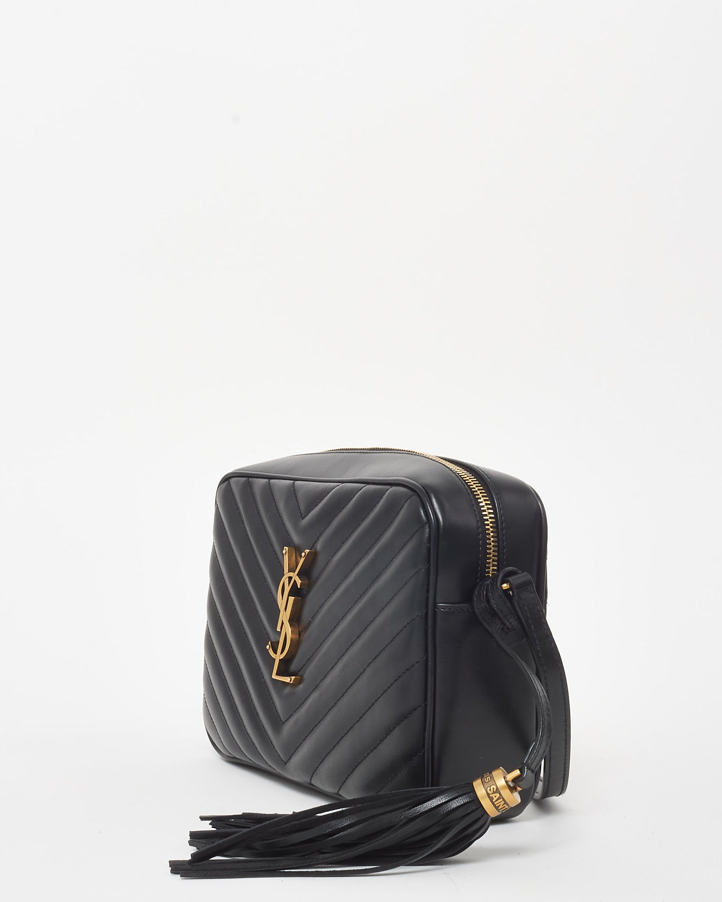 Saint Laurent Black Chevron Leather Lou Camera Bag GHW